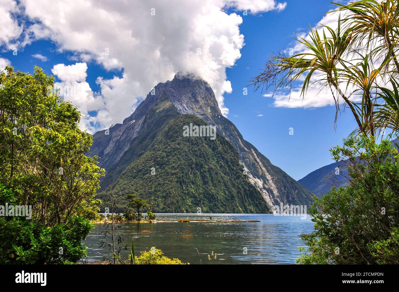 Mitre Peak, Milford Sound, Parco Nazionale di Fiordland Southland, Regione, Isola del Sud, Nuova Zelanda Foto Stock