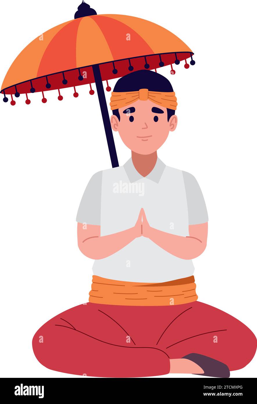 nyepi uomo con ombrello Illustrazione Vettoriale