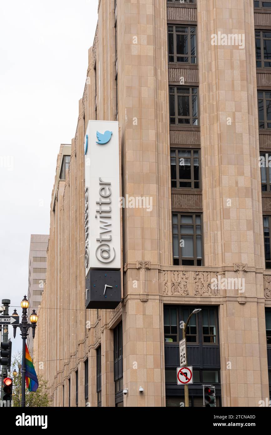 Sede centrale di Twitter a San Francisco, CA, Stati Uniti Foto Stock