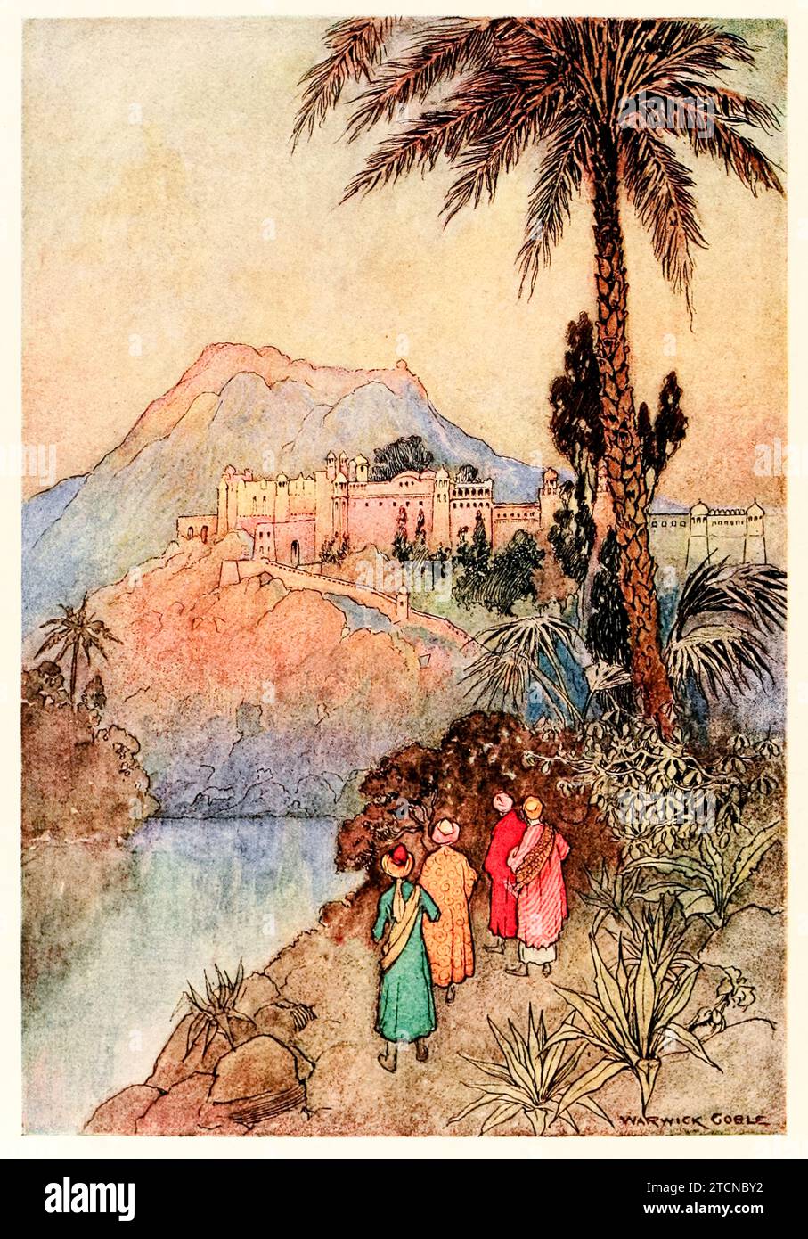 «They Approached a Magnificent pile of Buildings» da «Folk-Tales of Bengal» di Lal Behari Day (1824-1882), illustrazione di Warwick Goble (1862-1972). Fotografia di un'edizione del 1912. Credito: Collezione privata / AF fotografie Foto Stock