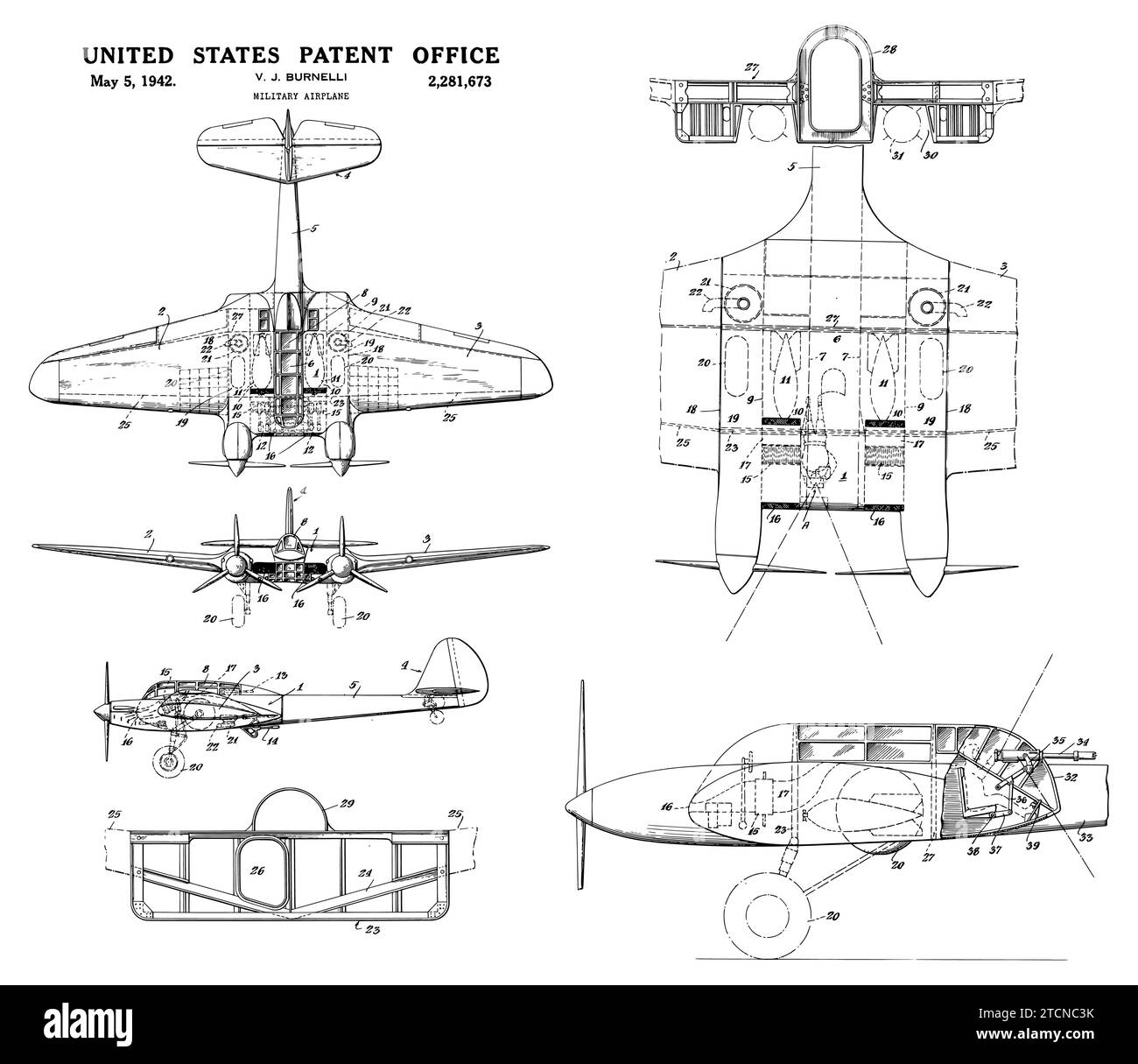 1942 brevetto di aereo militare vintage Illustrazione Vettoriale