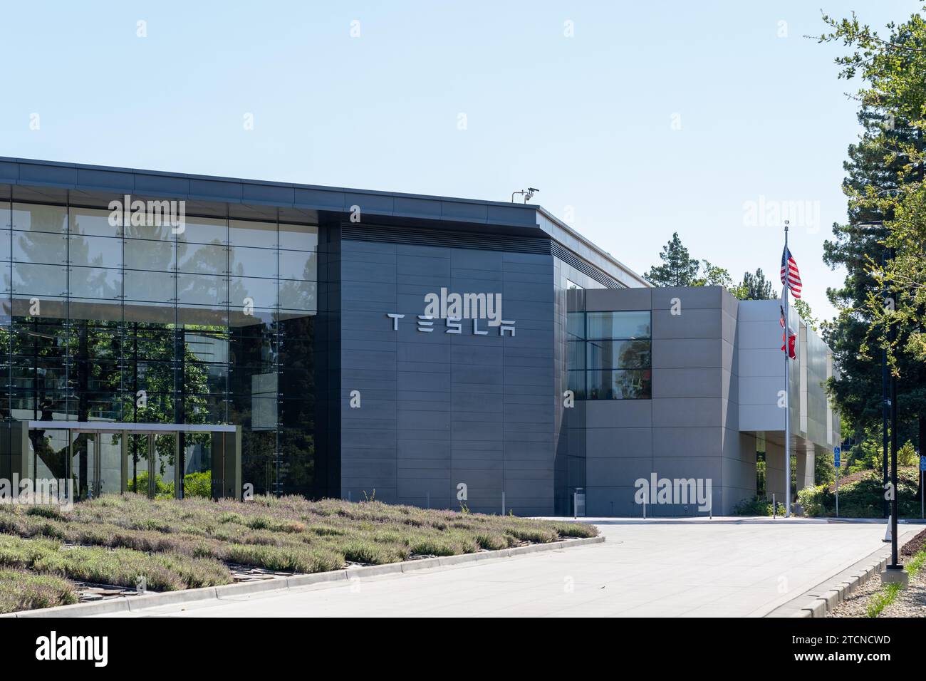 Sede centrale di Tesla Engineering nella Silicon Valley, Palo alto, California, Stati Uniti Foto Stock