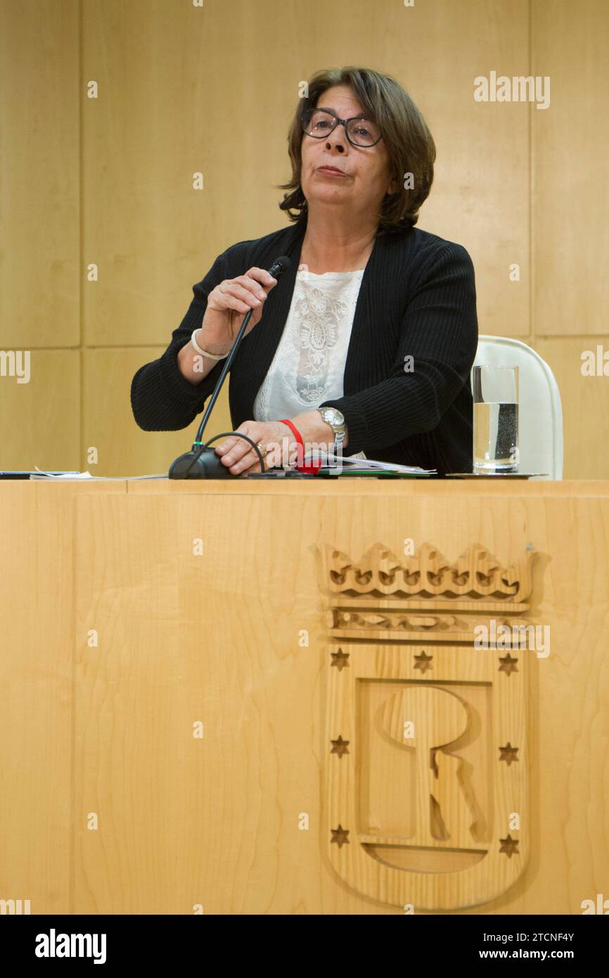 Madrid, 29/12/2016. Il delegato di ambiente e mobilità Inés Sabanés, accompagnato dal direttore generale di sostenibilità e controllo ambientale Paz valiente Calvo, riferisce sull'inquinamento a Madrid. Foto: Isabel Permuy ARCHDC. Crediti: Album / Archivo ABC / Isabel B Permuy Foto Stock