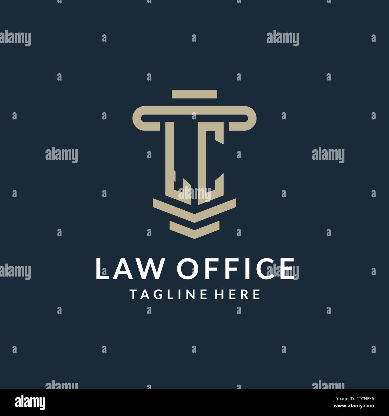 Monogramma con logo iniziale LC con semplici idee di design vettoriale della linea di pilastri Luxury Illustrazione Vettoriale