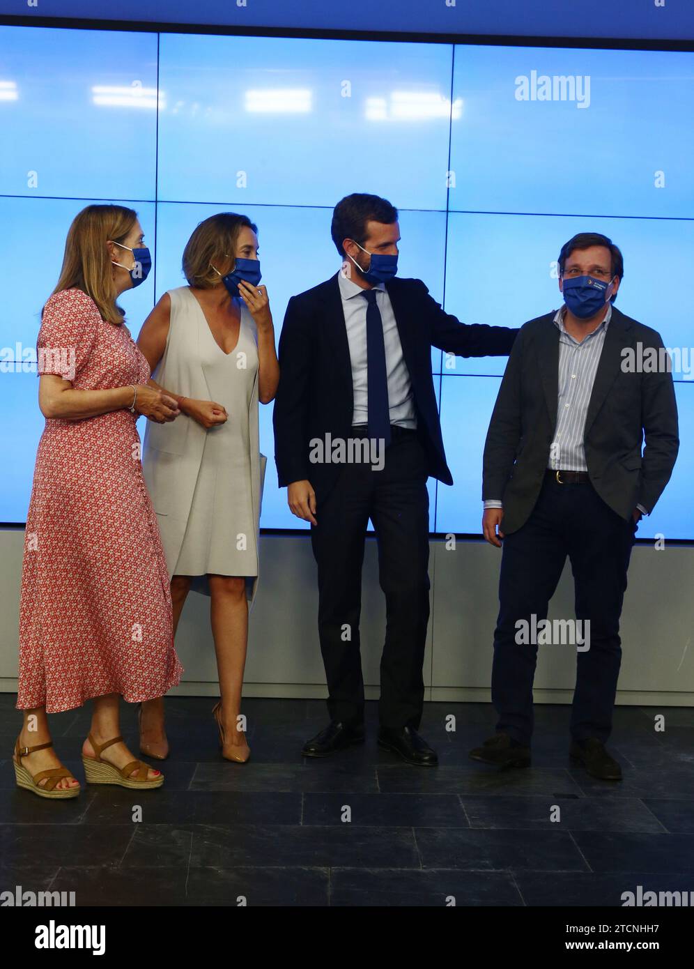 Madrid, 20/08/2020. Riunione del Consiglio di amministrazione nazionale del PP presieduto da Pablo Casado. Nell'immagine, con i nuovi appuntamenti di festa, José Luis Martínez Almeida, Cuca Gamarra e Ana Pastor. Foto: Jaime García. ARCHDC. Crediti: Album / Archivo ABC / Jaime García Foto Stock