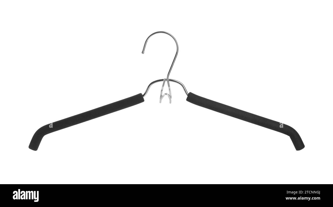 Gancio vuoto isolato su bianco. Accessorio guardaroba Foto Stock