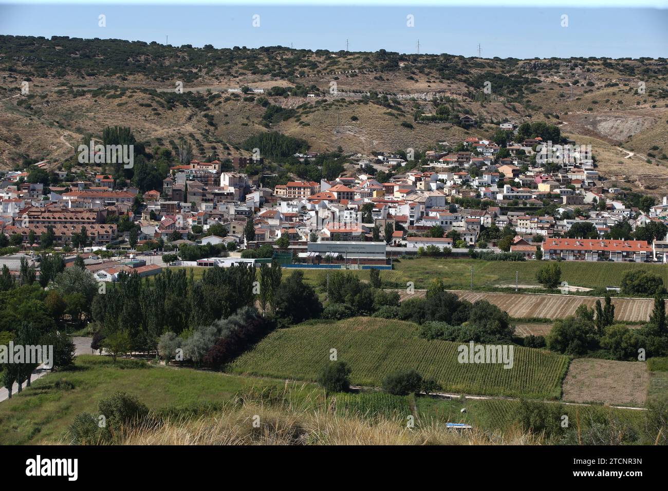 Tielmes (Comunità di Madrid), 08/23/2020. Tielmes, la prima città di Madrid a autoconfinarsi a causa di un'epidemia di Covid-19 con la trasmissione della comunità. Foto: Jaime García. ARCHDC. Crediti: Album / Archivo ABC / Jaime García Foto Stock