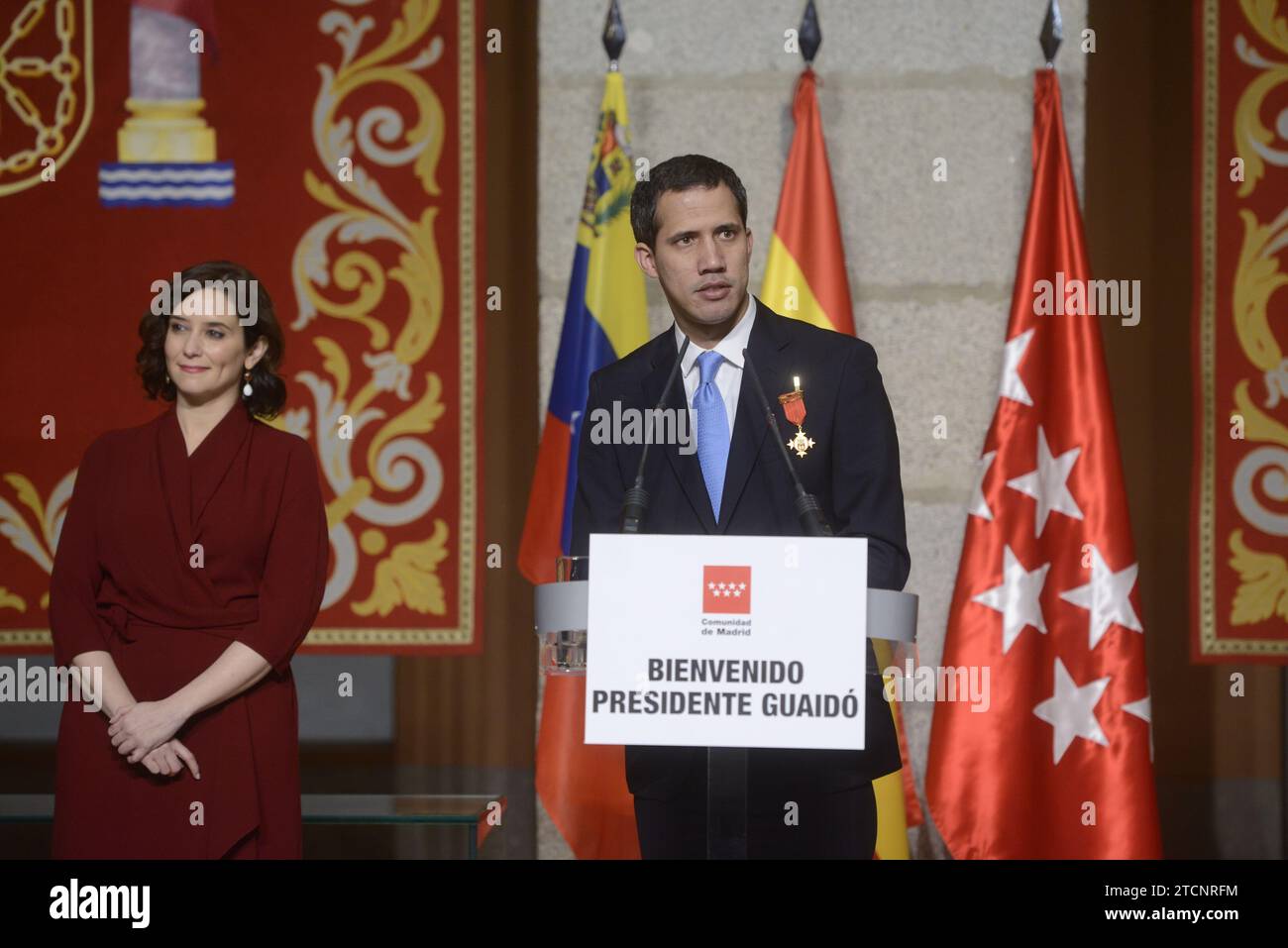 Madrid, 01/25/2020. Juan Guaidó visita la Comunità di Madrid e riceve cittadini venezuelani. Foto: Maya Balanya. ARCHDC. Crediti: Album / Archivo ABC / Maya Balanya Foto Stock