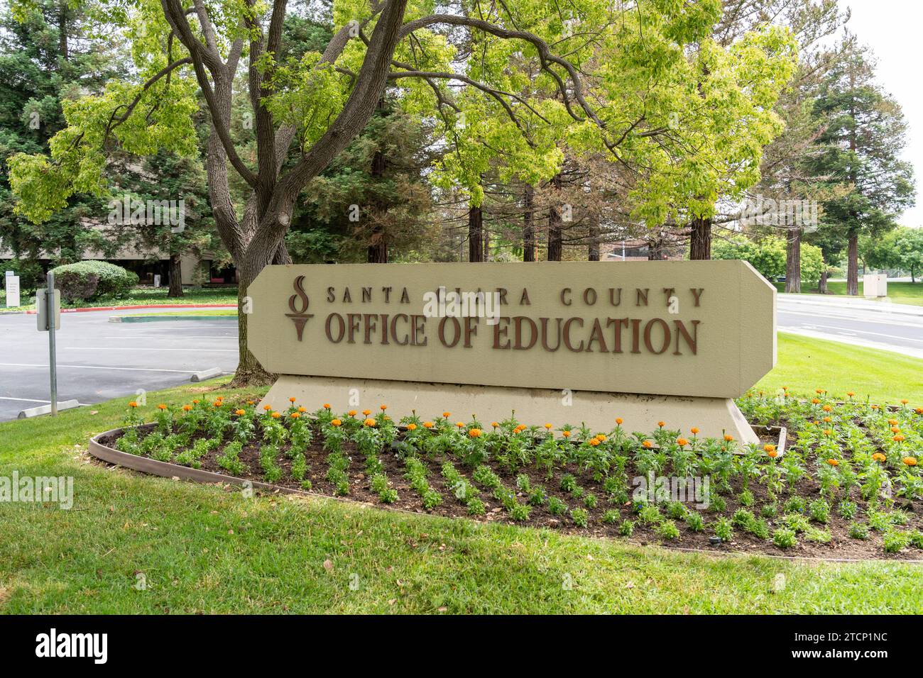 Il cartello dell'Ufficio educativo della contea di Santa Clara a San Jose, California, Stati Uniti Foto Stock