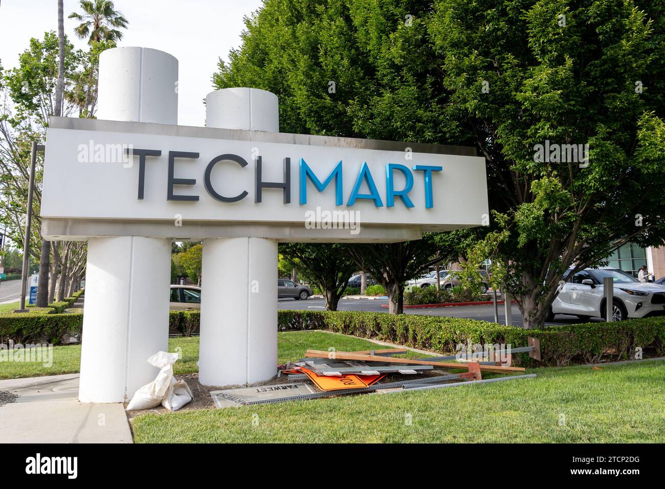 L'insegna al Techmart Center di Santa Clara, California, USA Foto Stock