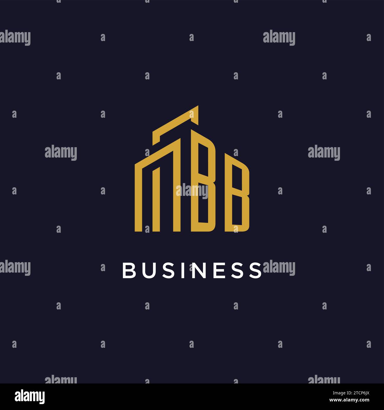 Monogramma iniziale BB con grafica vettoriale del logo dell'edificio Illustrazione Vettoriale
