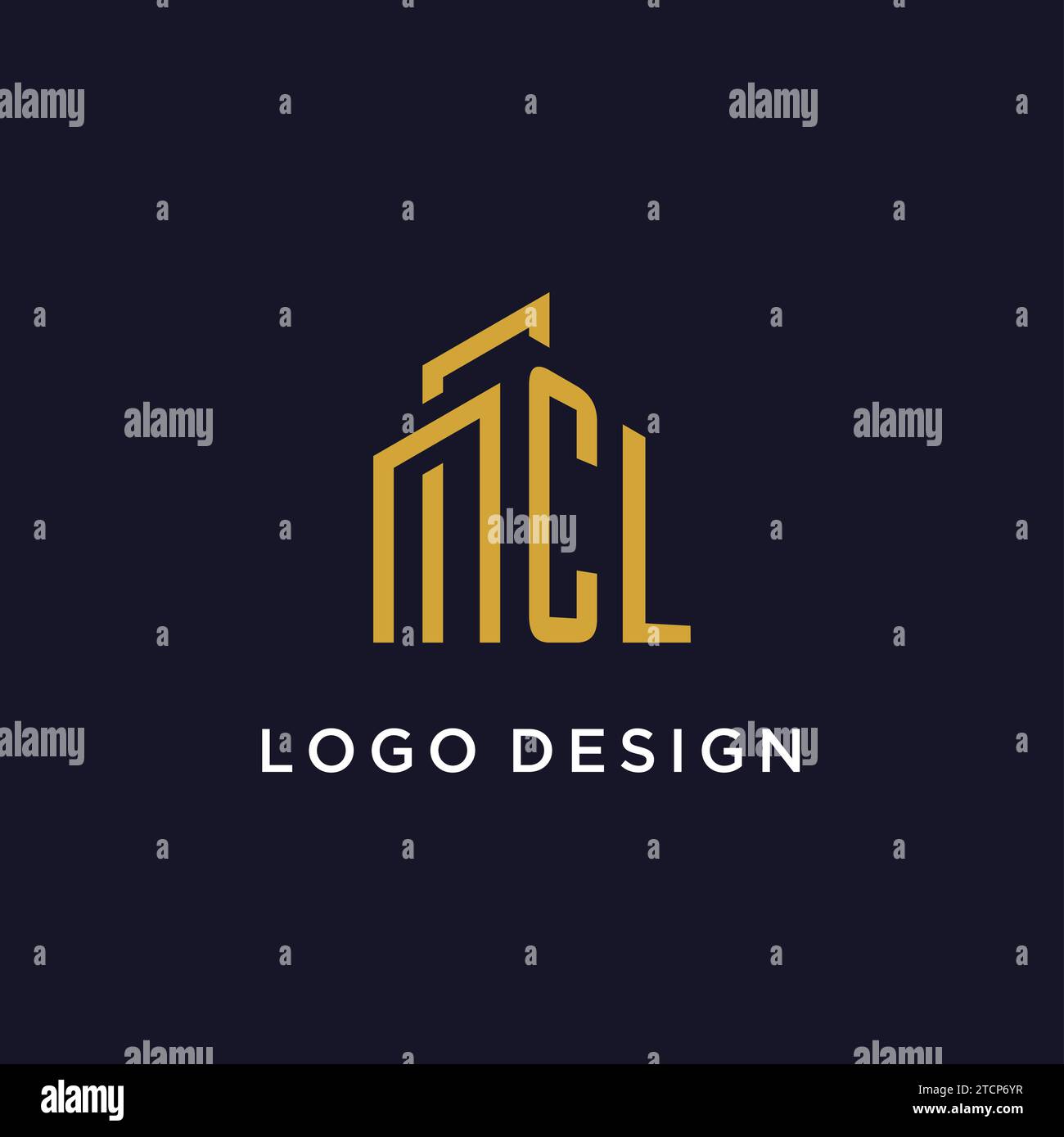 Monogramma iniziale CL con grafica vettoriale del logo dell'edificio Illustrazione Vettoriale