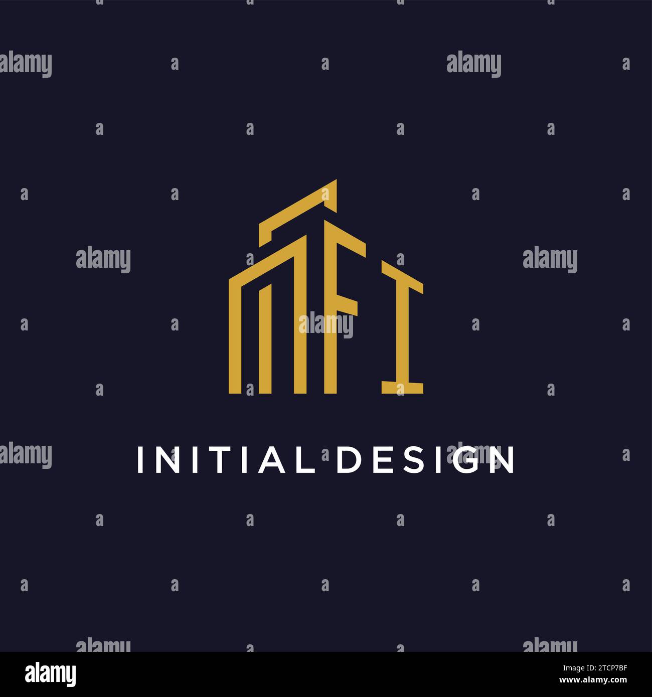 FI monogramma iniziale con grafica vettoriale del logo dell'edificio Illustrazione Vettoriale