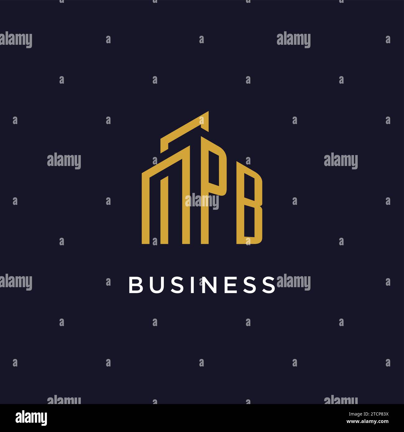 Monogramma iniziale PB con grafica vettoriale del logo dell'edificio Illustrazione Vettoriale