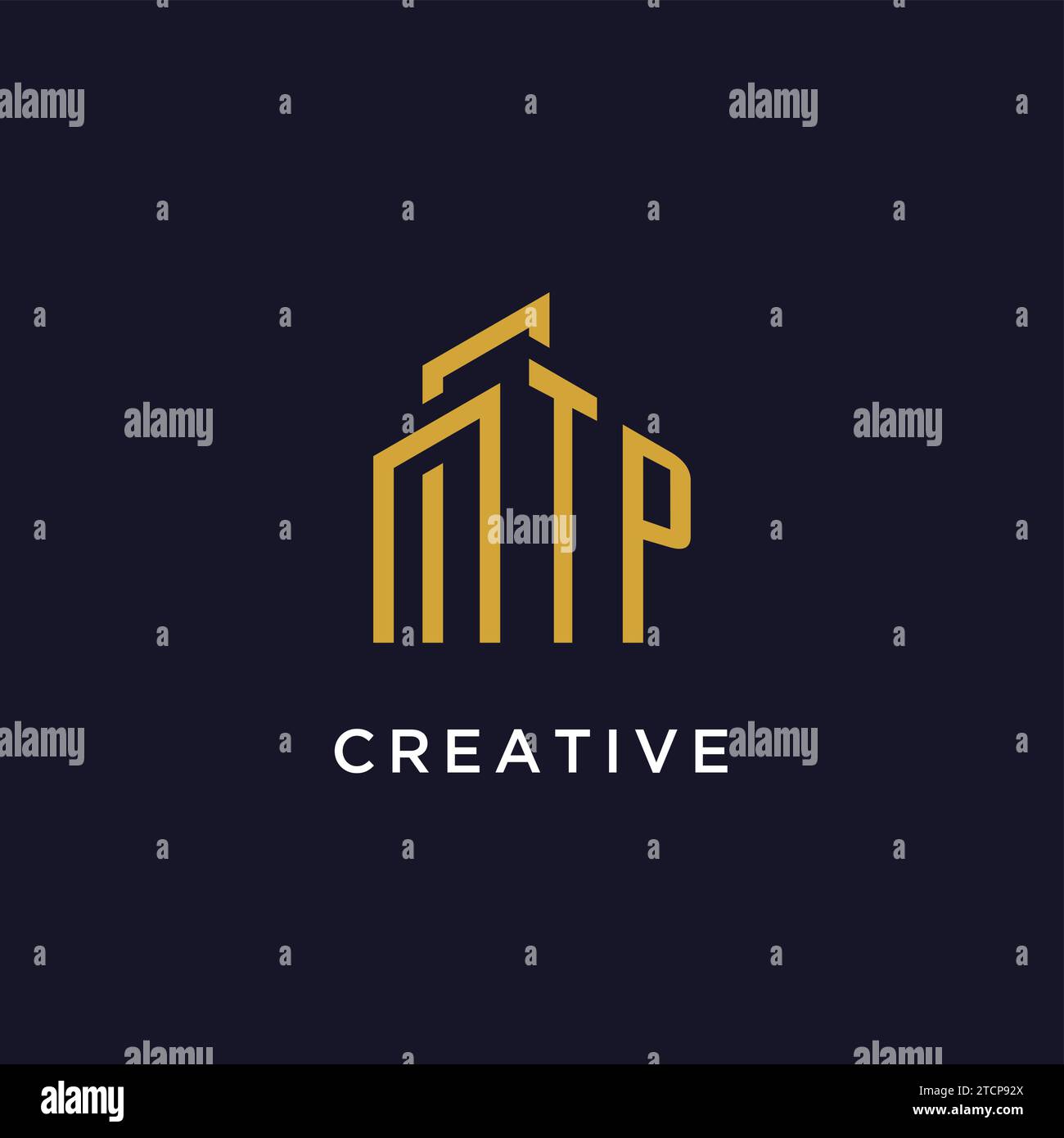 Monogramma iniziale TP con grafica vettoriale del logo dell'edificio Illustrazione Vettoriale