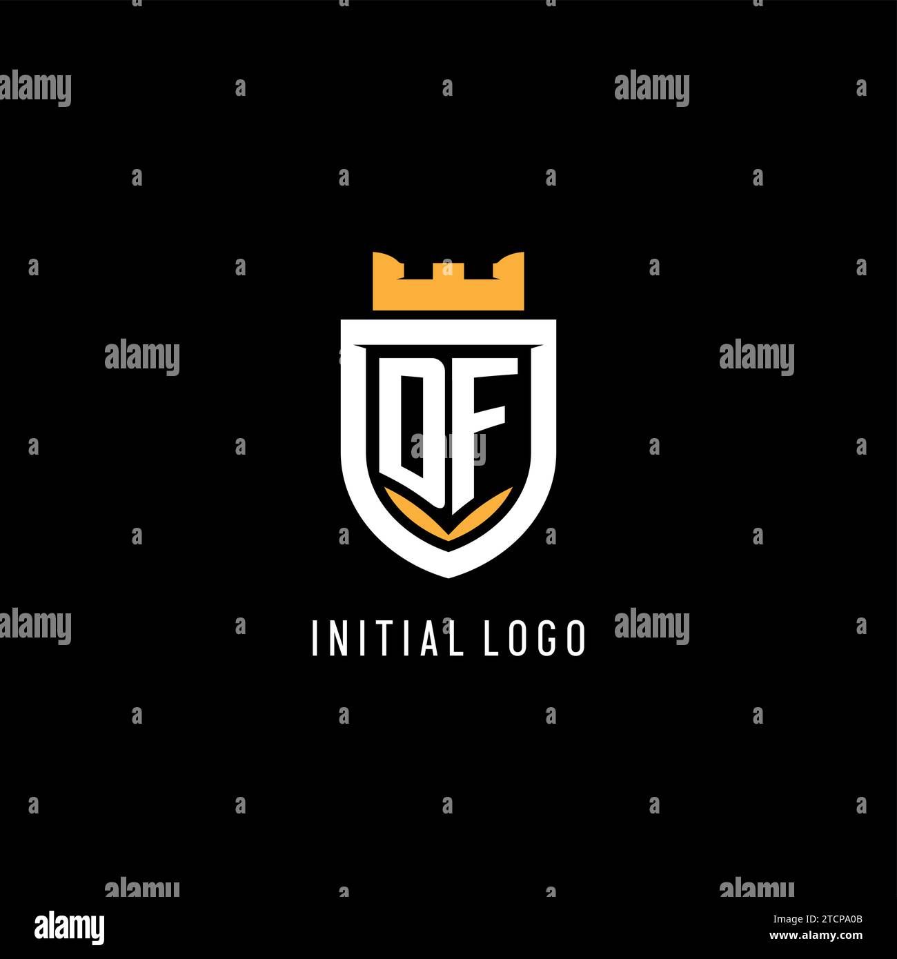 Logo DF iniziale con scudo, logo esport gaming monogramma grafica vettoriale Illustrazione Vettoriale