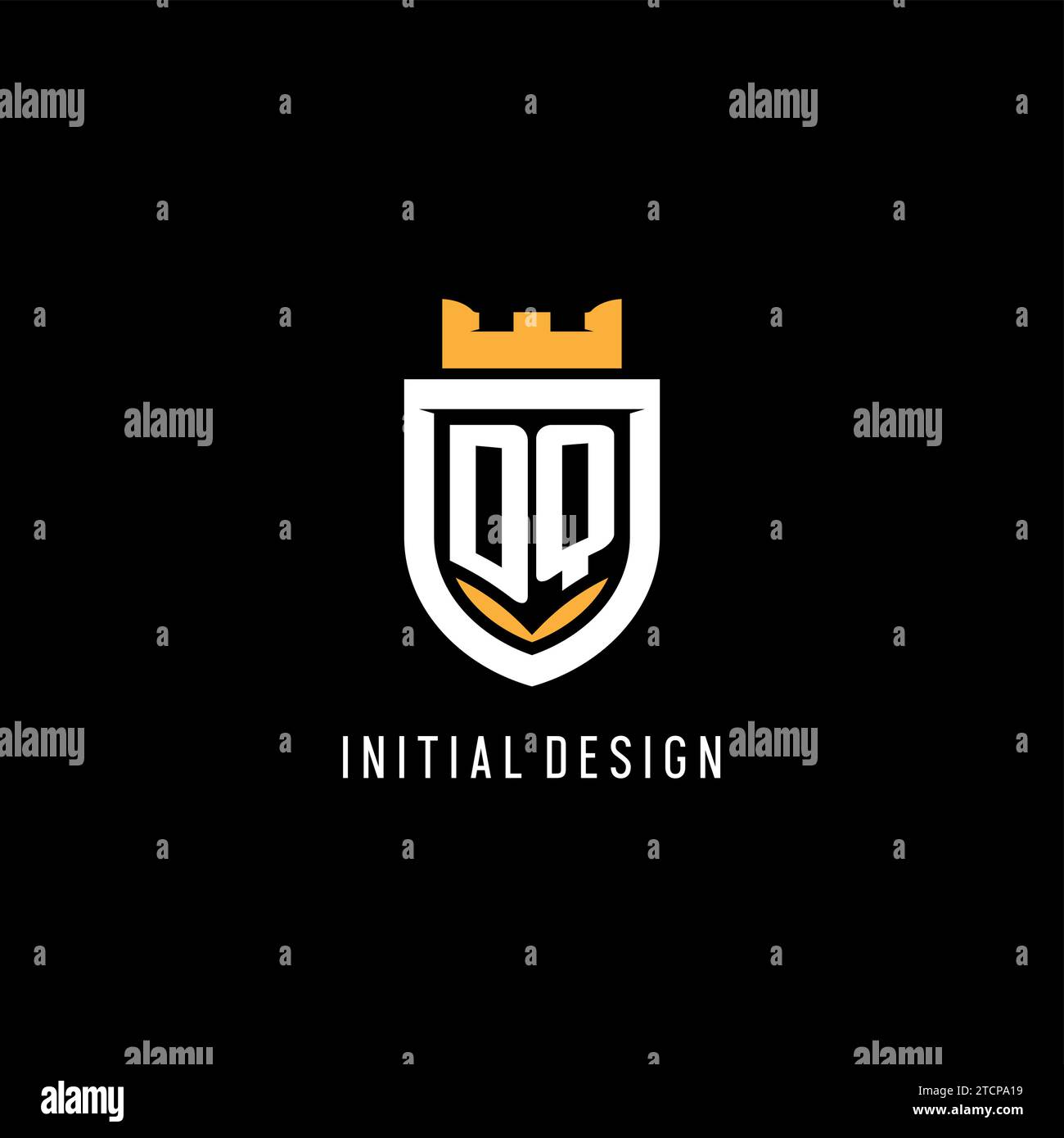 Logo DQ iniziale con scudo, logo esport gaming monogramma grafica vettoriale Illustrazione Vettoriale