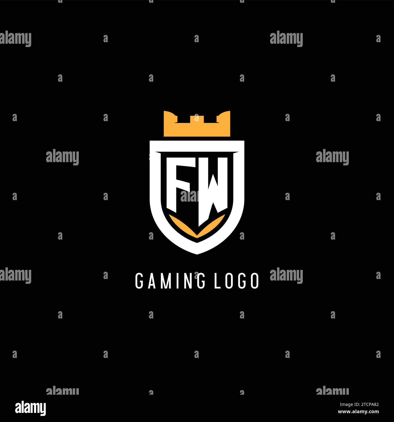 Logo FW iniziale con scudo, logo Esport gaming monogramma grafica vettoriale Illustrazione Vettoriale