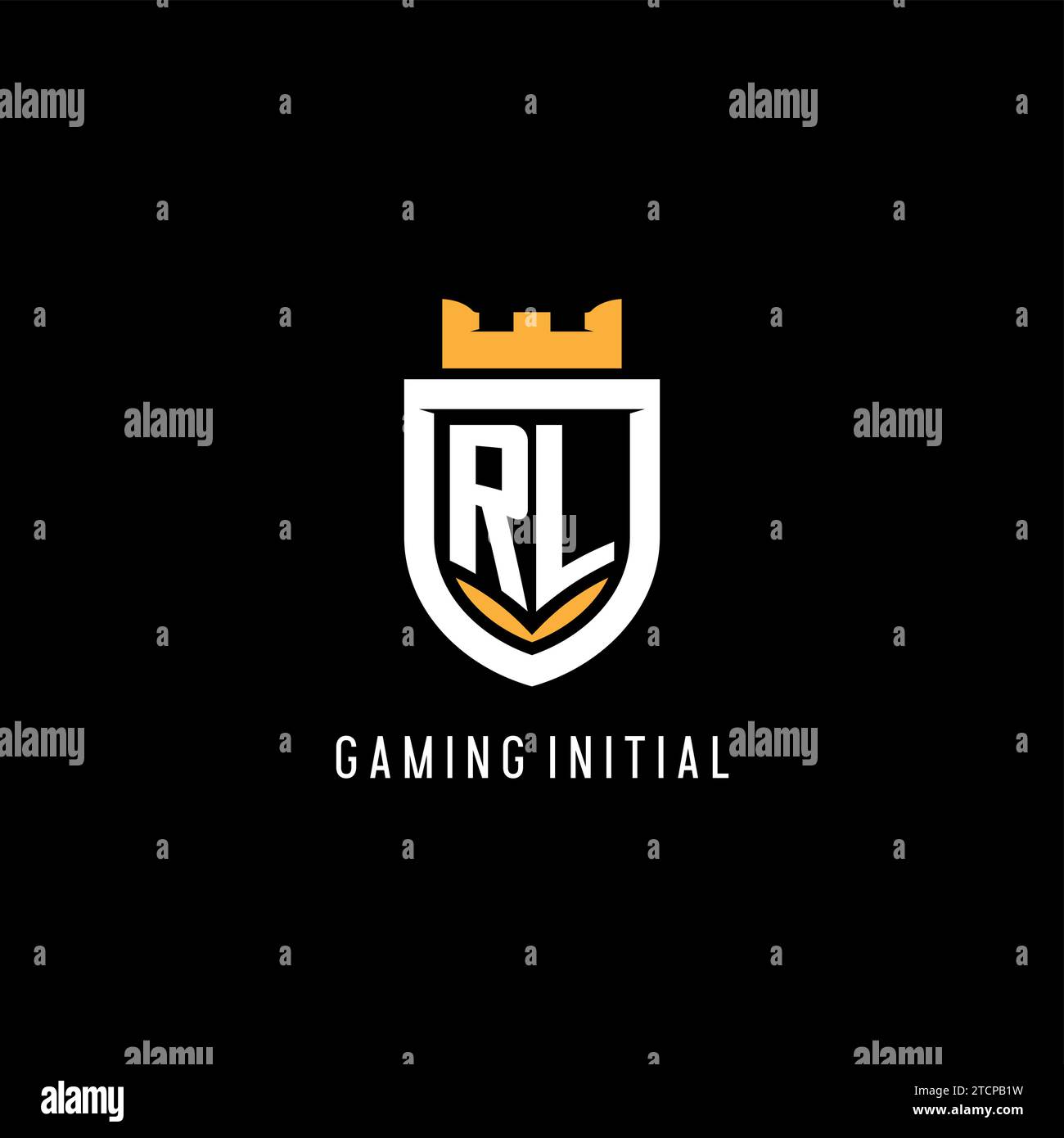 Logo RL iniziale con scudo, logo Esport gaming monogramma grafica vettoriale Illustrazione Vettoriale