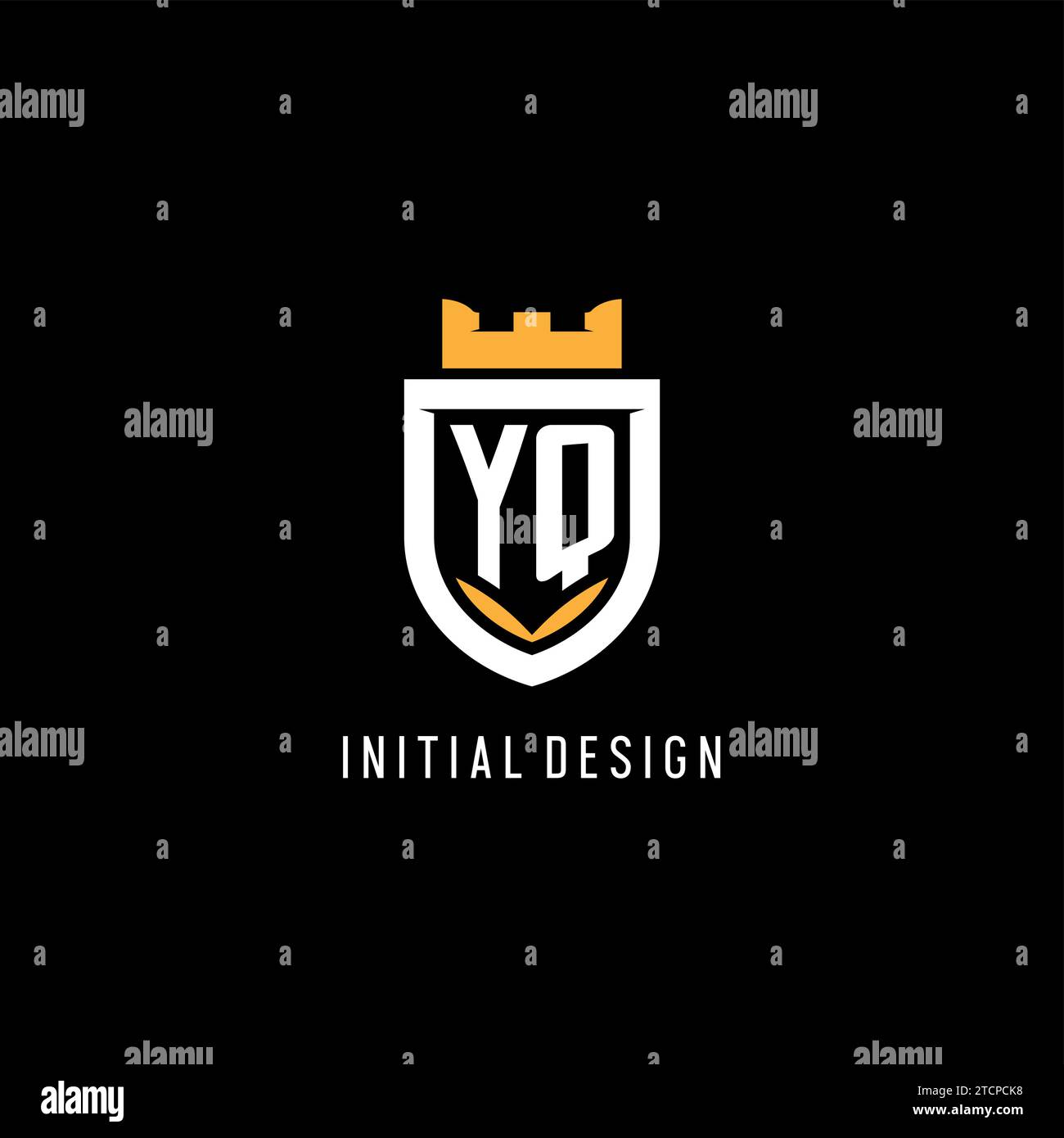 Logo YQ iniziale con scudo, logo esport gaming monogramma grafica vettoriale Illustrazione Vettoriale