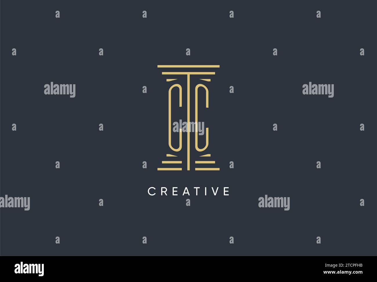 Monogramma iniziale CC con logo a forma di pilastro ispirato al design Illustrazione Vettoriale