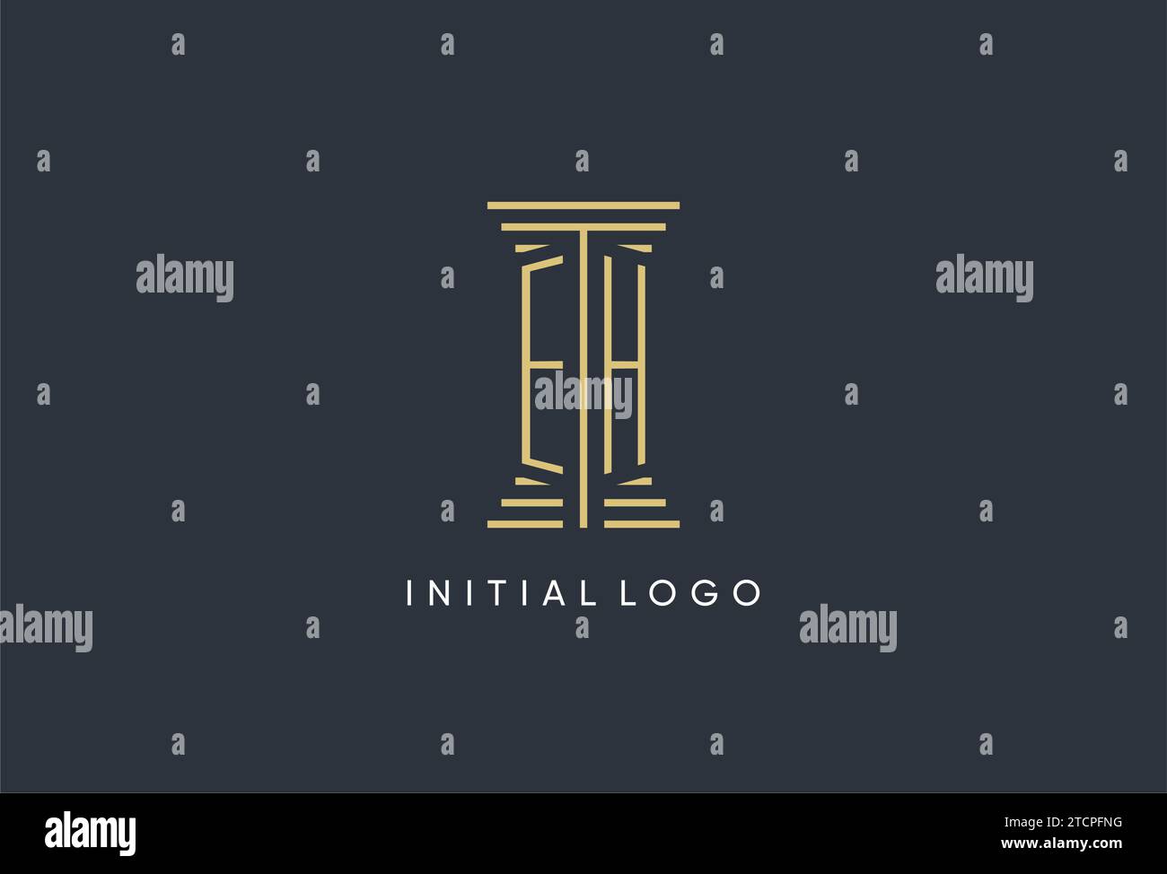 Monogramma iniziale EH con logo a forma di pilastro ispirato al design Illustrazione Vettoriale