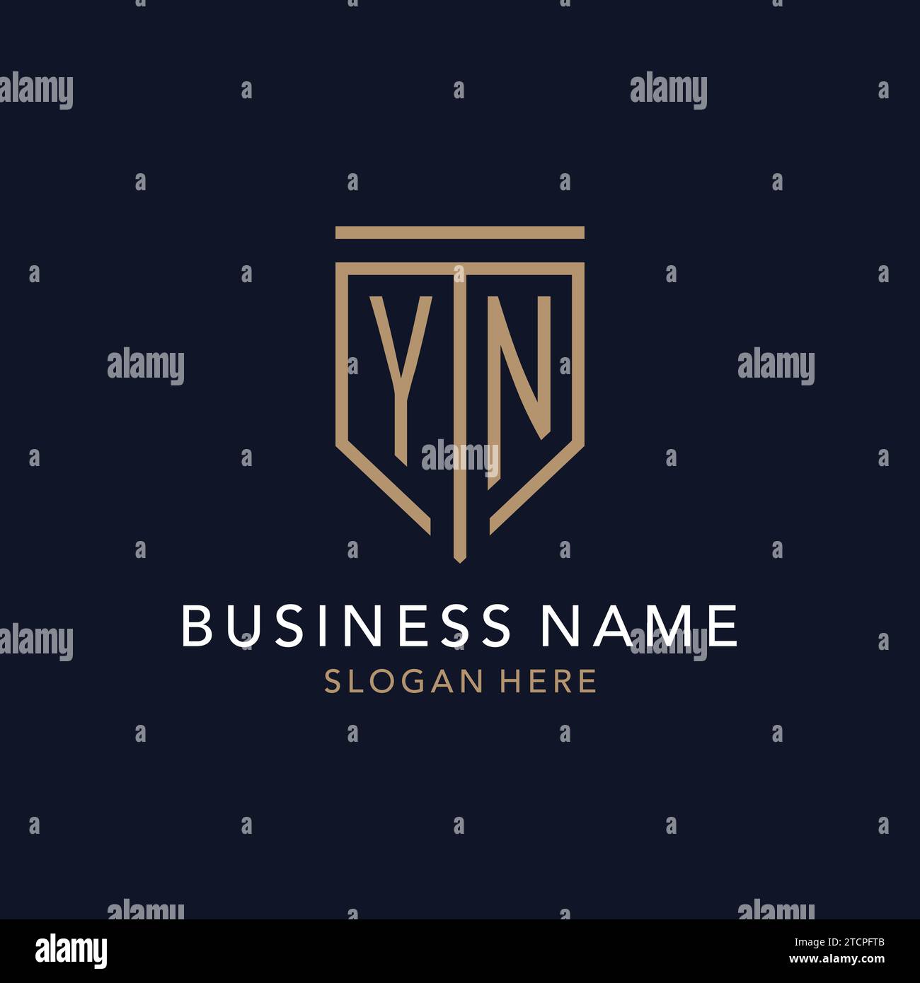 Monogramma con logo iniziale con ispirazione semplice e lussuosa icona dello scudo Illustrazione Vettoriale