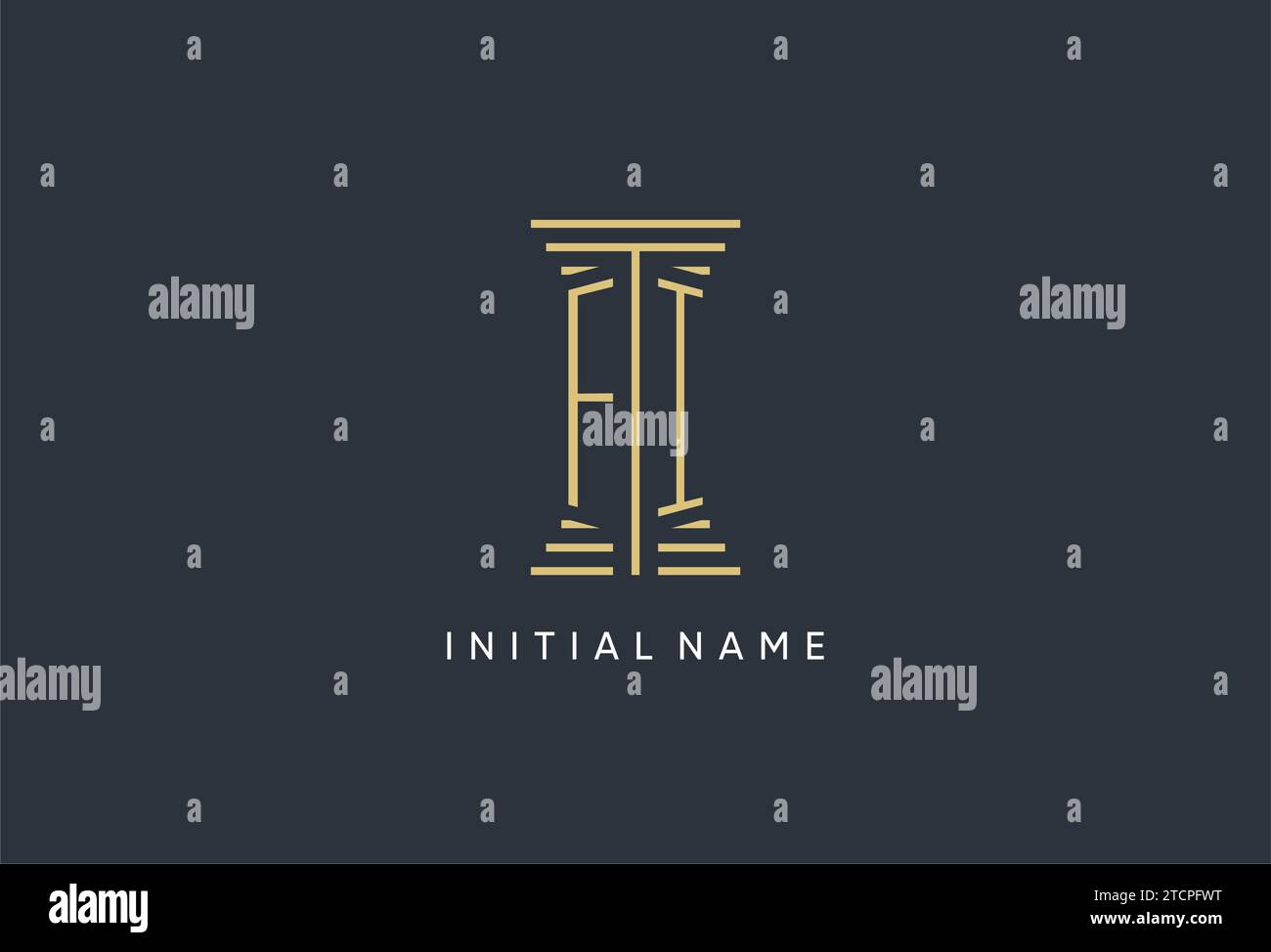 FI monogramma iniziale con ispirazione per il design del logo a forma di pilastro Illustrazione Vettoriale