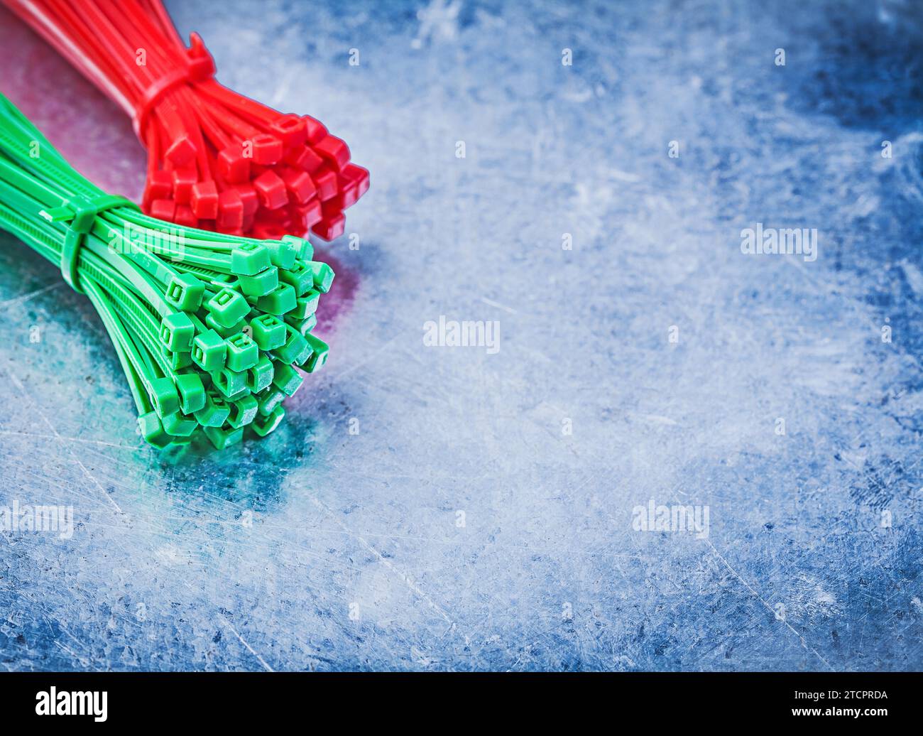 Gamma di fascette per cavi autobloccanti su base metallica Design Concept Foto Stock