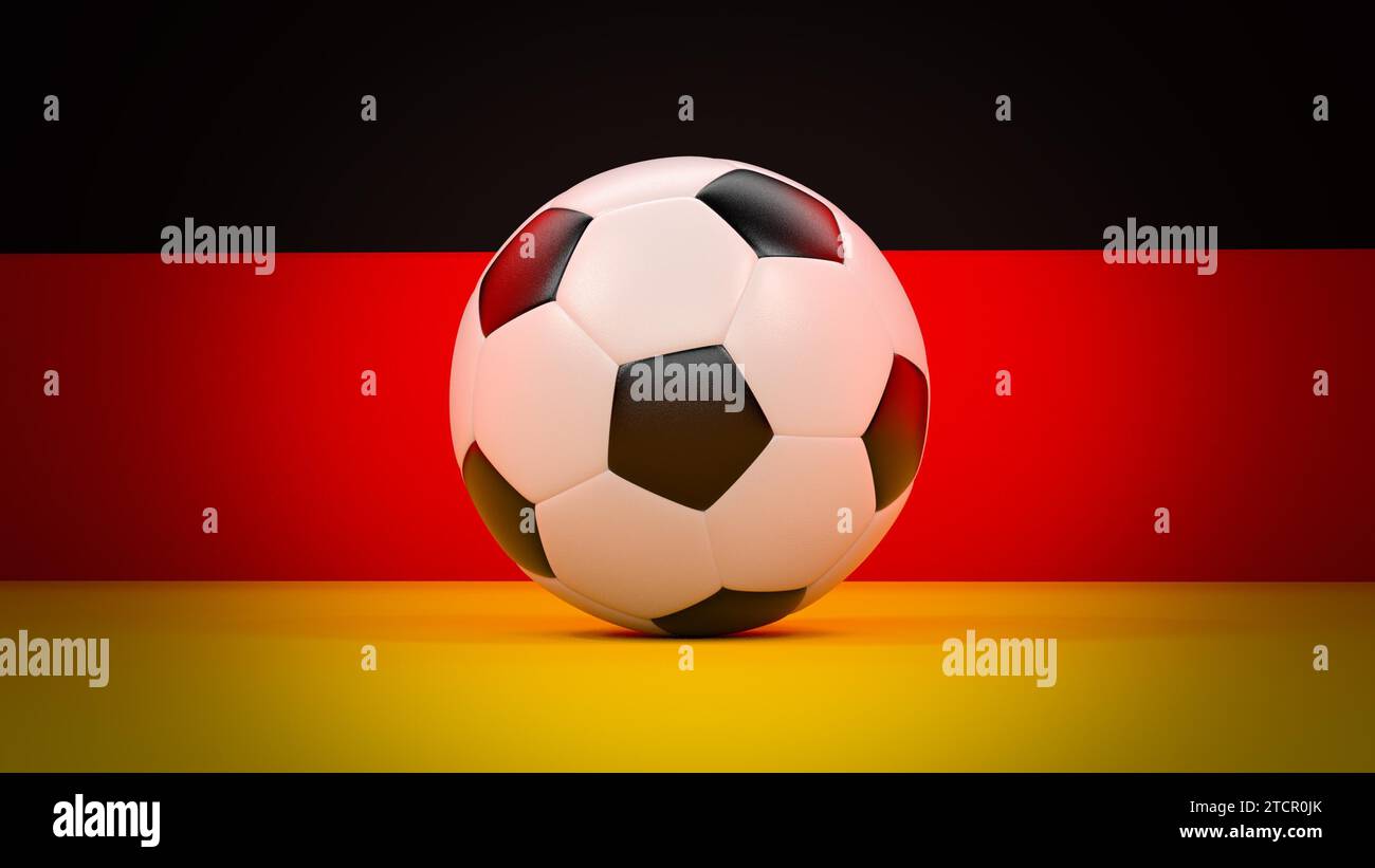 Bandiera della Germania con il campionato di calcio. Tre colori World Cup Foto Stock