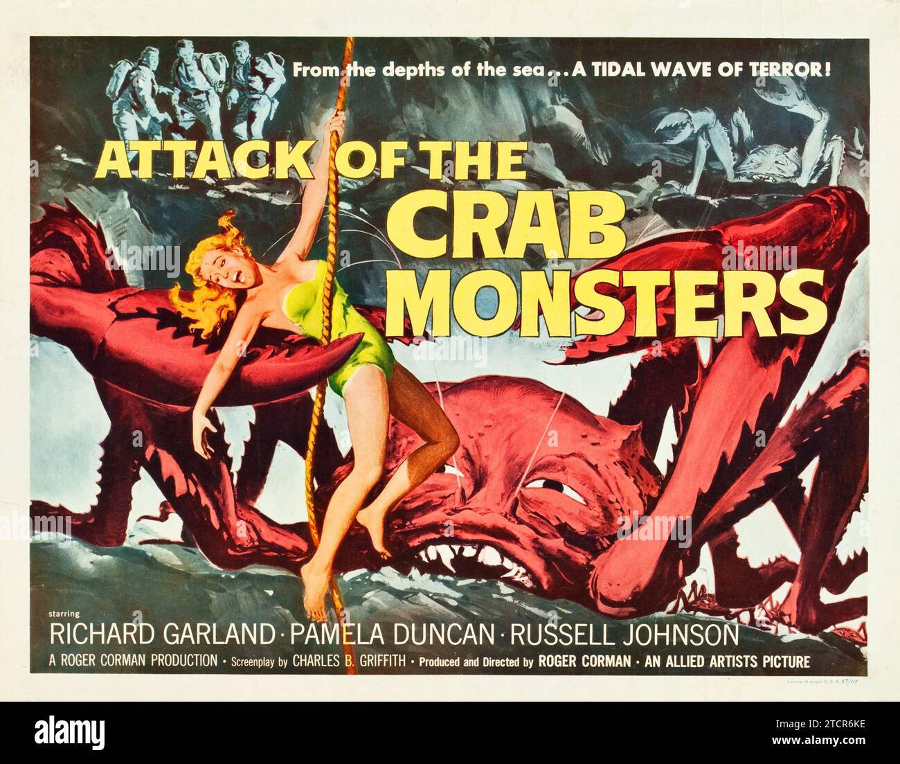 Attack of the Crab Monsters (Allied Artists, 1957) feat Richard Garland, Pamela Duncan, Russell Johnson. Fantascienza, orrore, mostro - poster di film d'epoca Foto Stock