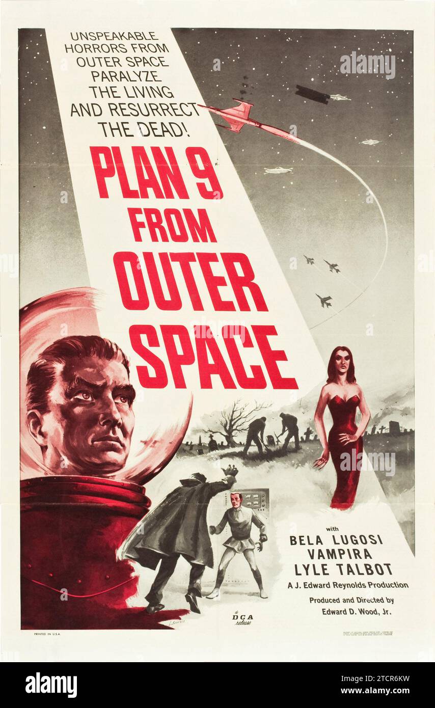 Plan 9 from Outer Space (DCA, 1958) ed Wood. "Il peggior film di sempre". Feat Bela Lugosi Foto Stock