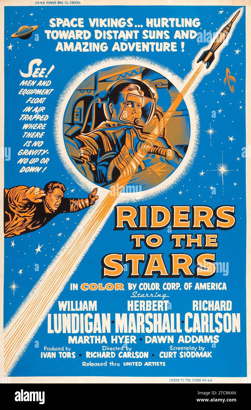 Riders to the Stars (United Artists, 1954). Fantascienza - poster del film Vintage Science Fiction - vichinghi spaziali - William Lundigan, Herbert Marshall, Richard Carlson Foto Stock