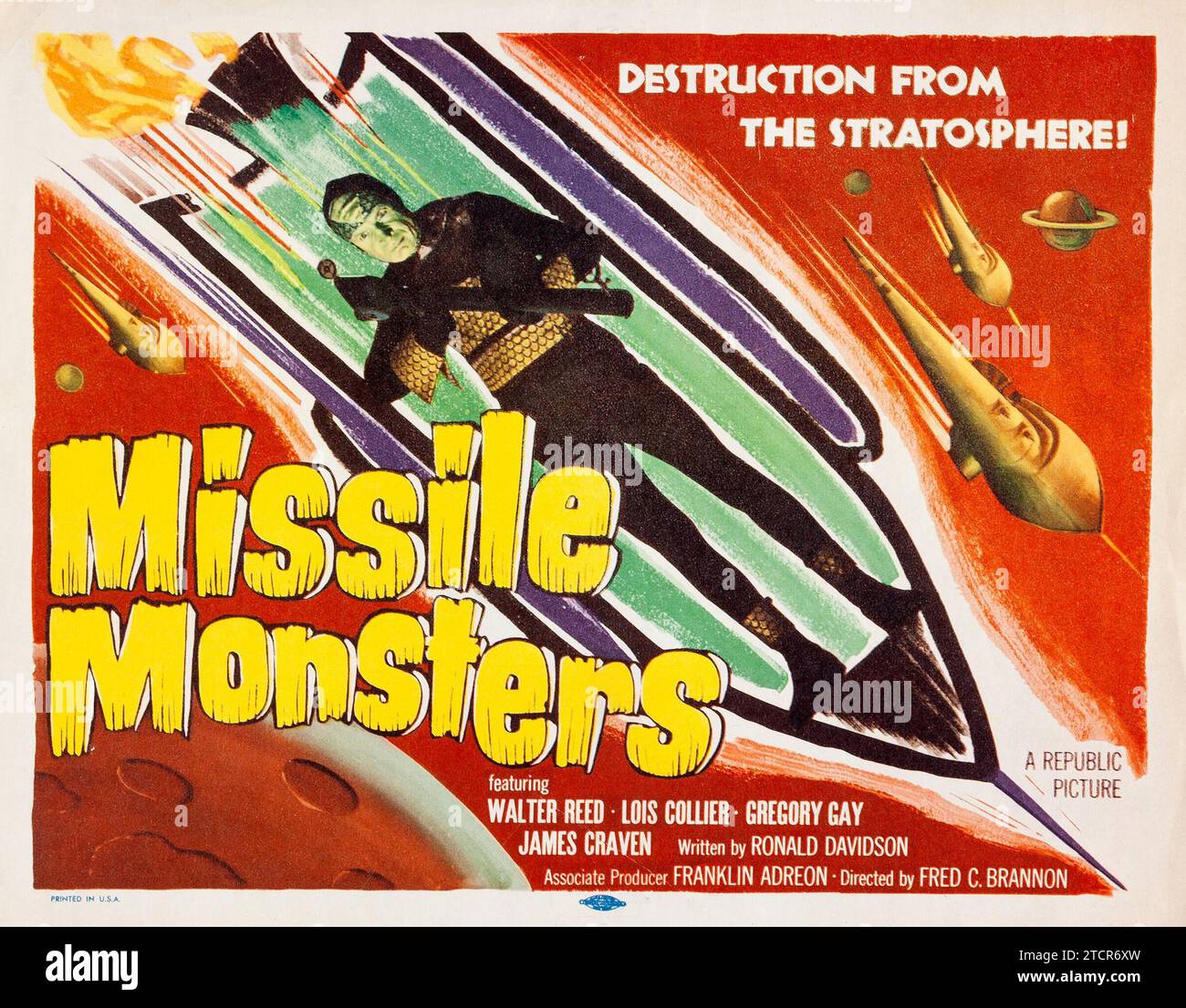 Missile Monsters (Republic, 1958) biglietto d'ingresso vintage - fantascienza - poster del film vintage degli anni '1950 - horror - fantascienza - mostro Foto Stock