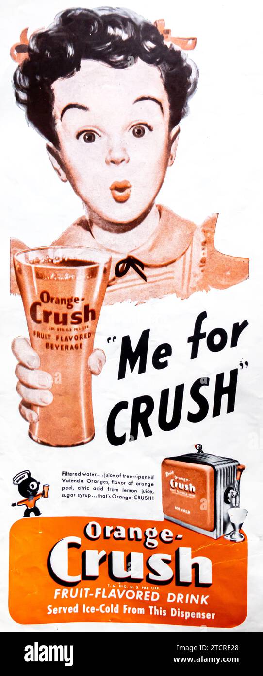 1947 arancia trita una bevanda aromatizzata alla frutta Foto Stock