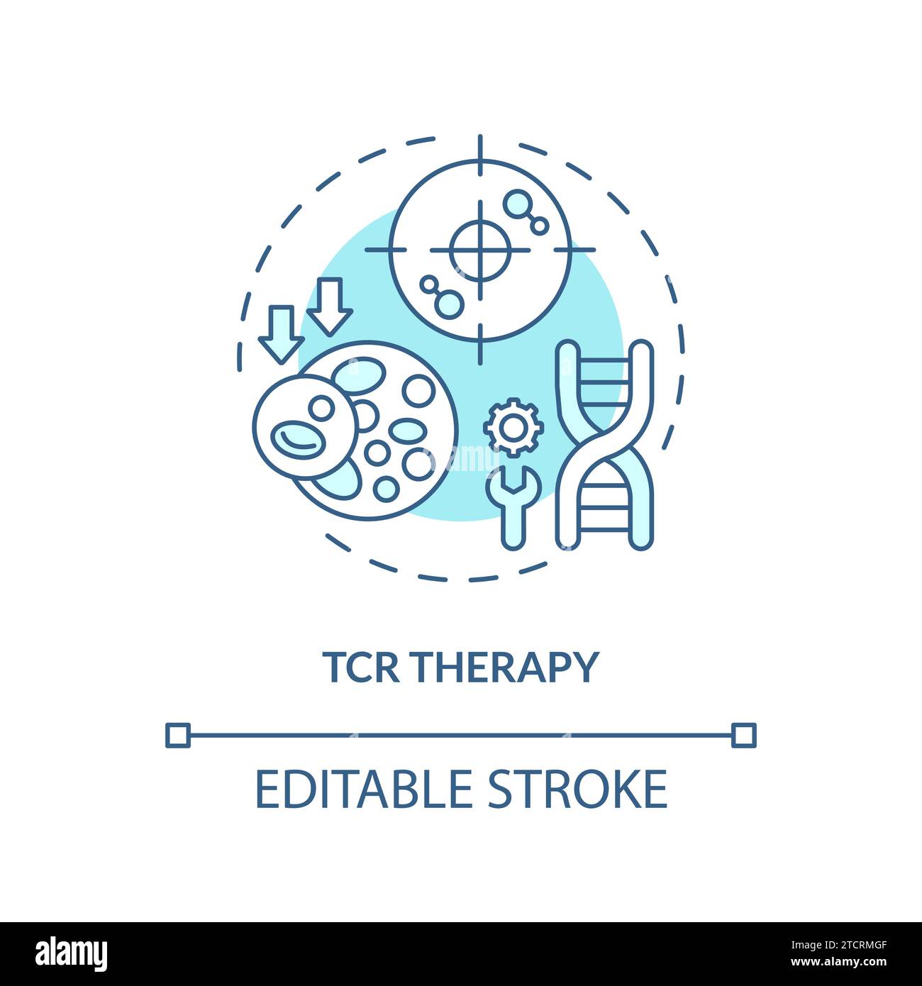 Concetto di icona della terapia TCR blu semplice con linea sottile Illustrazione Vettoriale