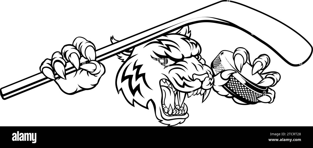 Tiger Ice Hockey Player animale mascotte sportive Illustrazione Vettoriale Tiger Ice Hockey Player animale mascotte sportive Illustrazione Vettoriale