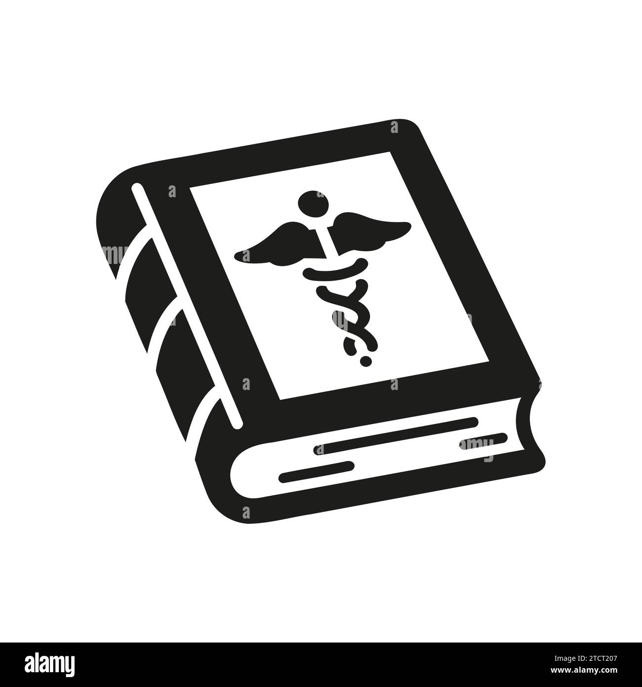 icona lineare di un libro semplice con segno di caduceo isolato Illustrazione Vettoriale
