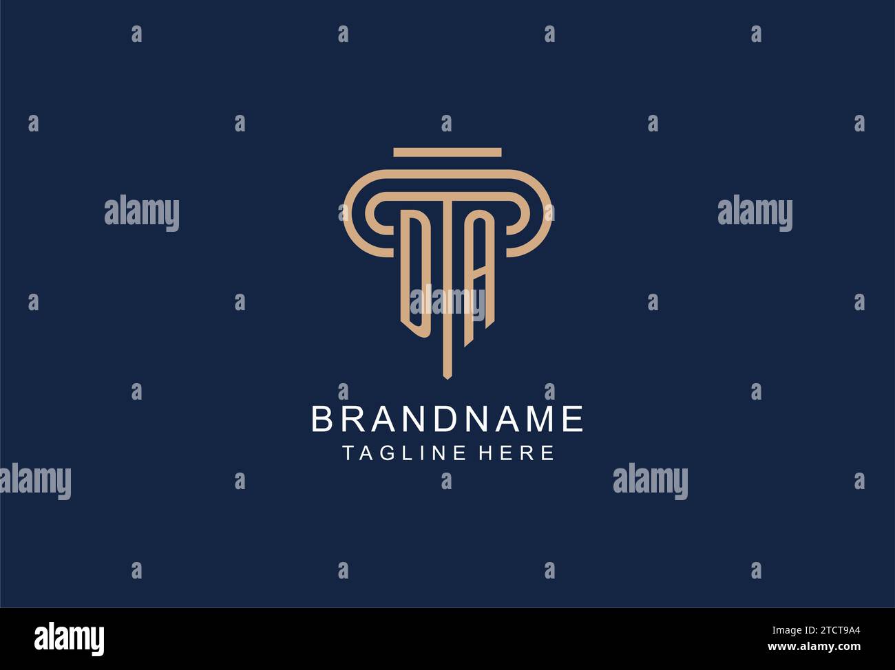 Logo del pilastro iniziale DA, idee di design del logo di uno studio legale elegante e di lusso Illustrazione Vettoriale