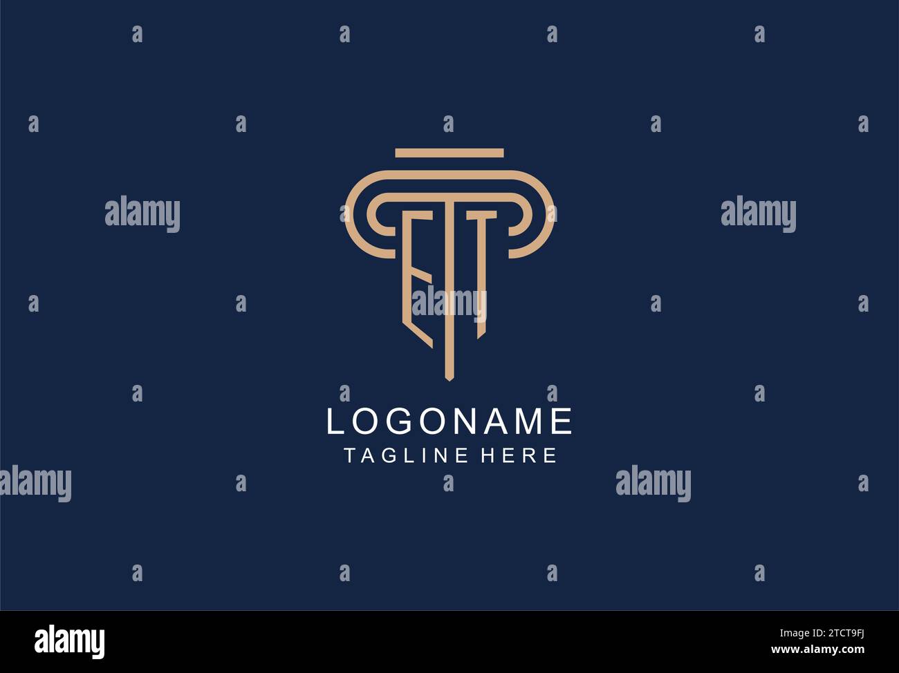 Logo del pilastro iniziale ET, idee di design del logo di uno studio legale elegante e di lusso Illustrazione Vettoriale