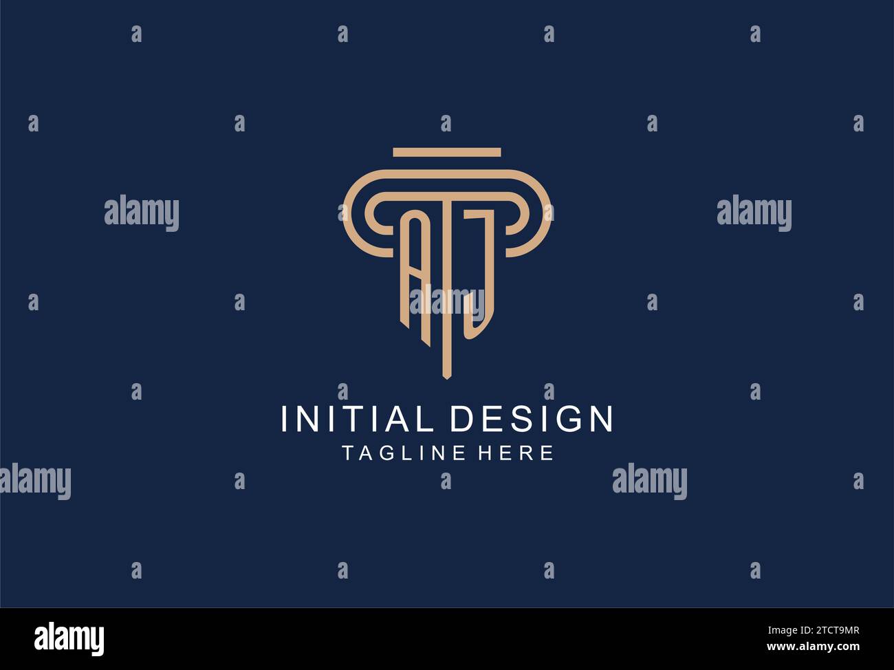 Logo AJ Initial Pillar, design elegante e lussuoso del logo di uno studio legale Illustrazione Vettoriale