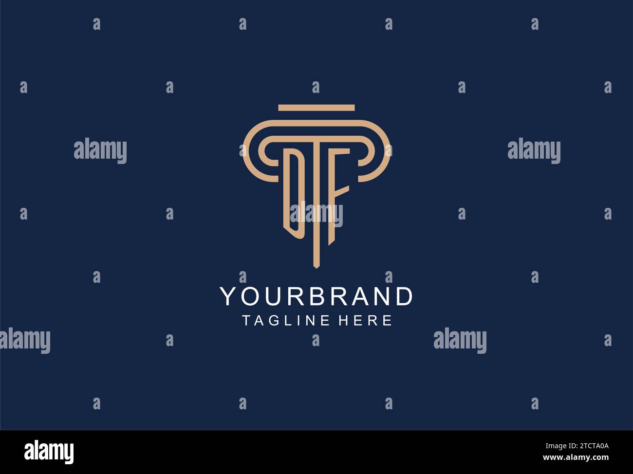 Logo pilastro iniziale DF, idee di design del logo di uno studio legale elegante e di lusso Illustrazione Vettoriale