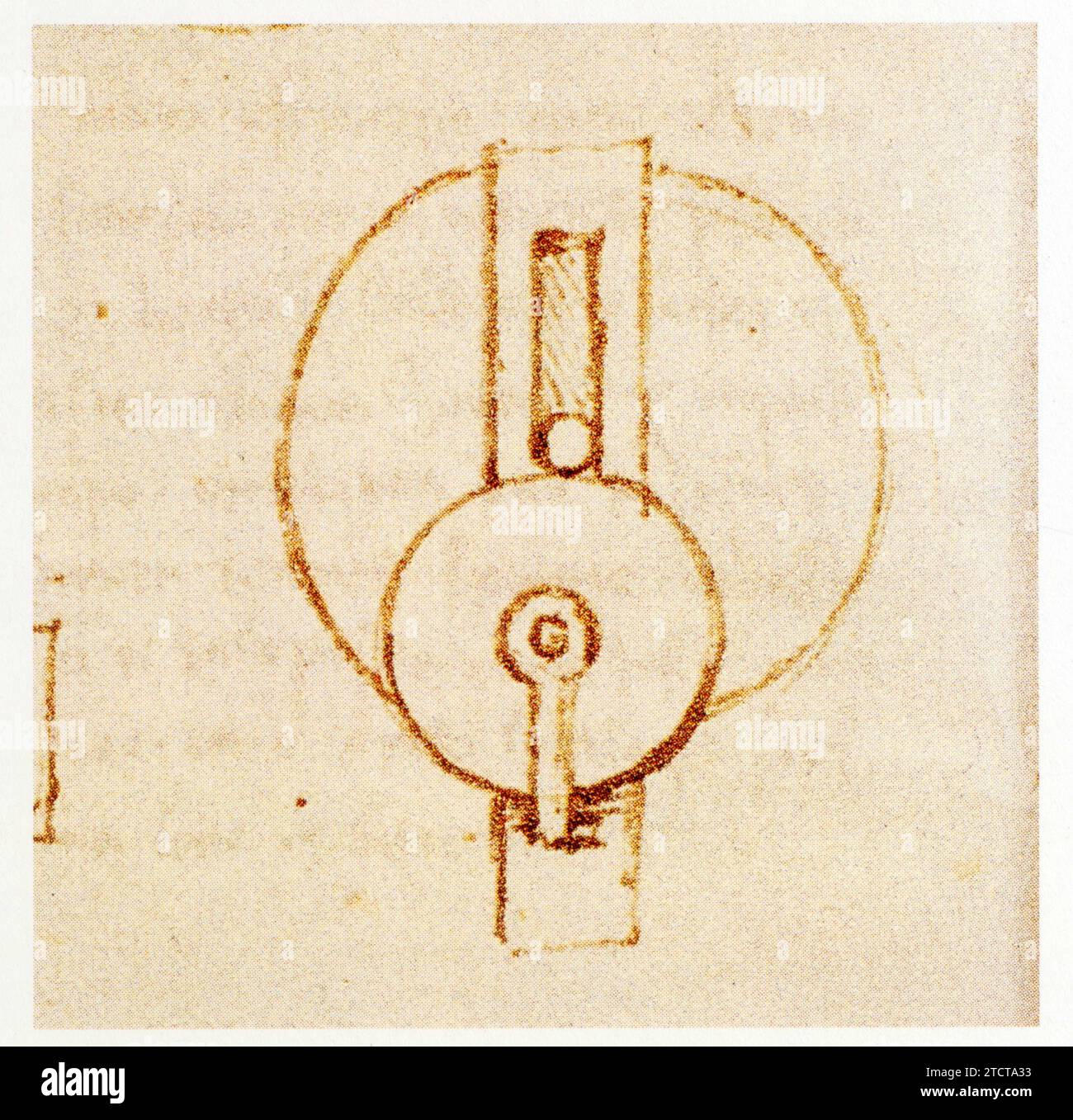 Leonardo da Vinci.1452-1519.Support à un seul disque ou rouleau. Foto Stock