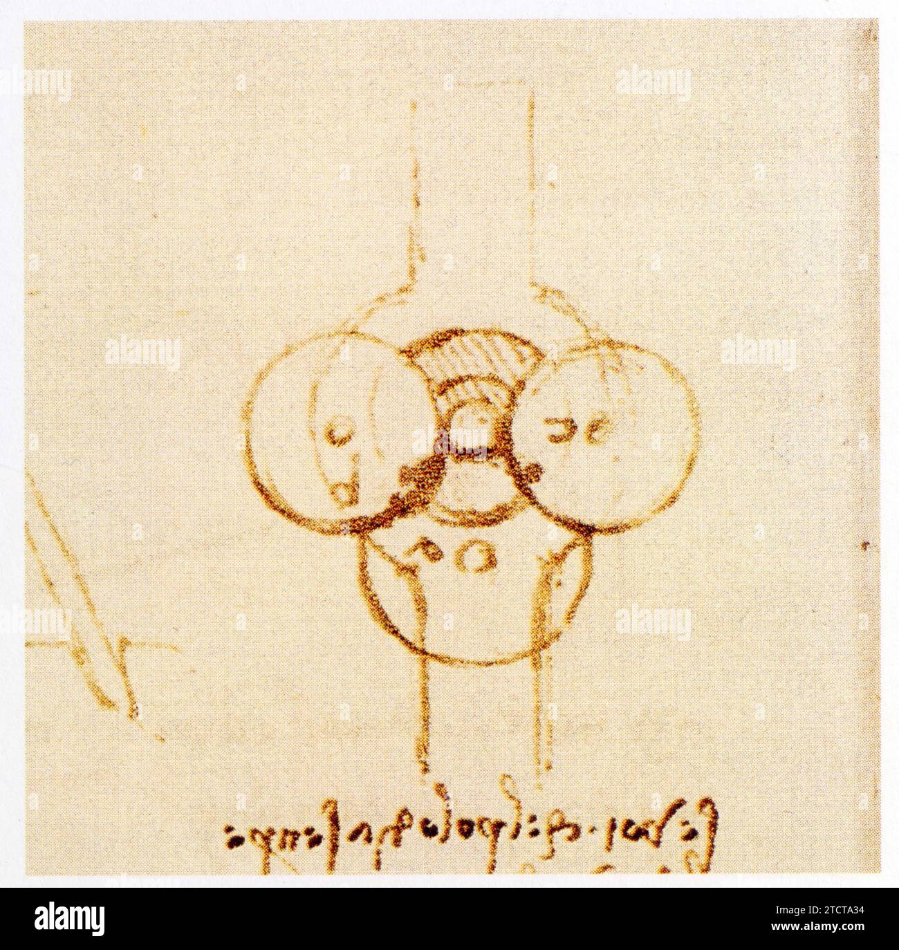 Leonardo da Vinci.1452-1519.Support à trois disques ou rouleaux . Foto Stock