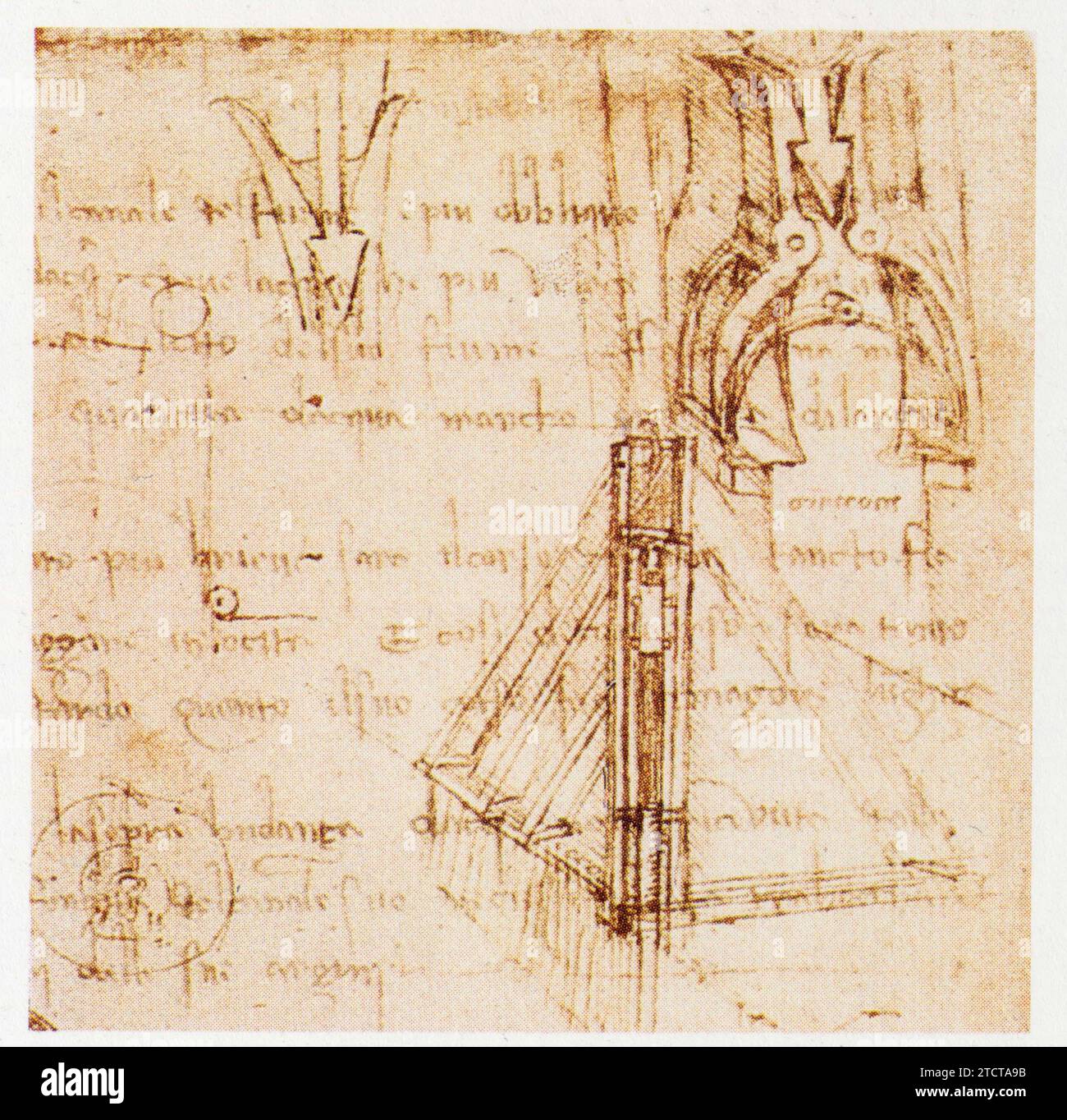 Leonardo da Vinci.1452-1519.Machoire automatique pour mouton à enfoncer des piloti. Foto Stock