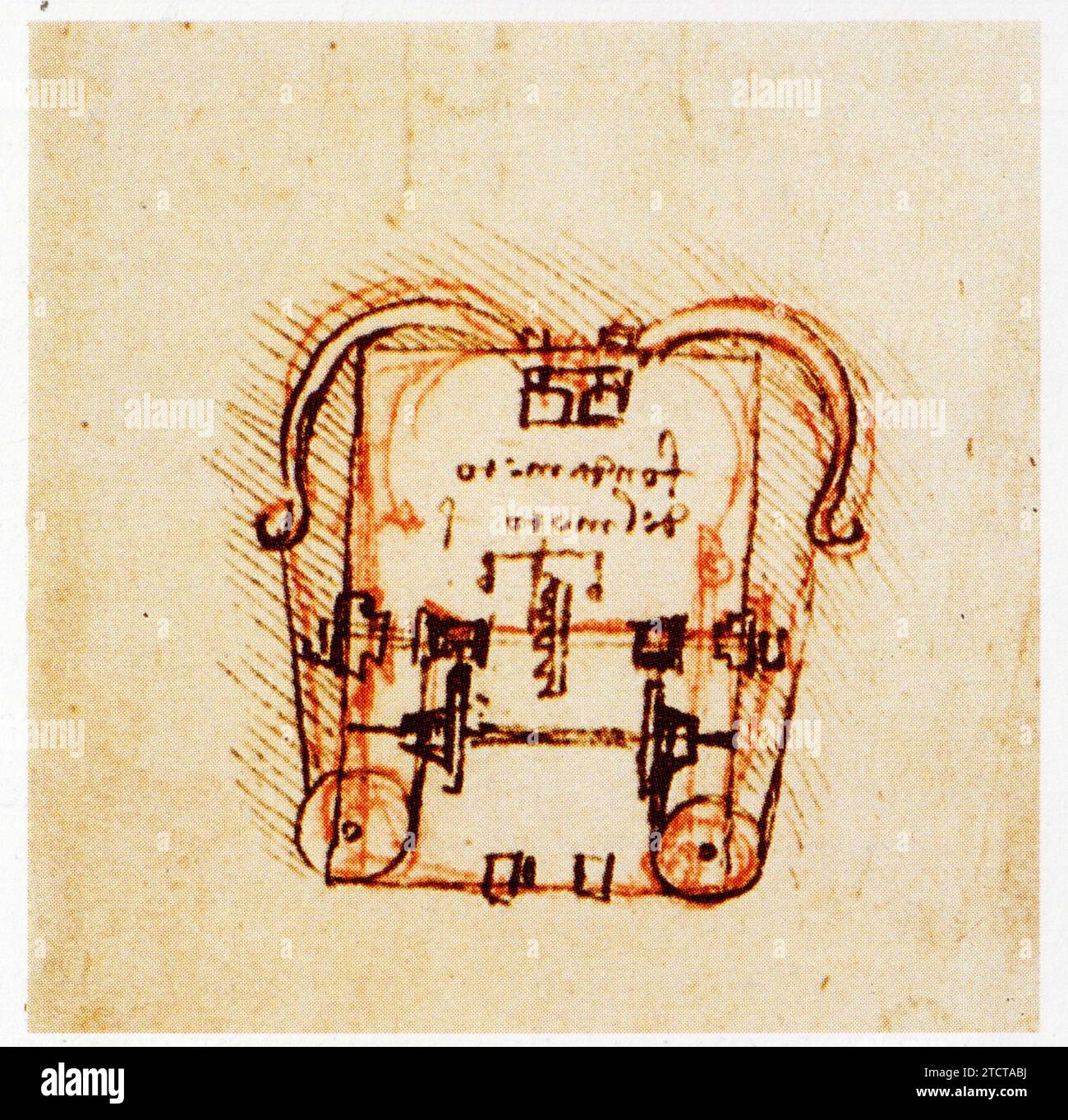 Leonardo da Vinci.1452-1519.Mouvement d'horlogerie à risort à lames. Foto Stock