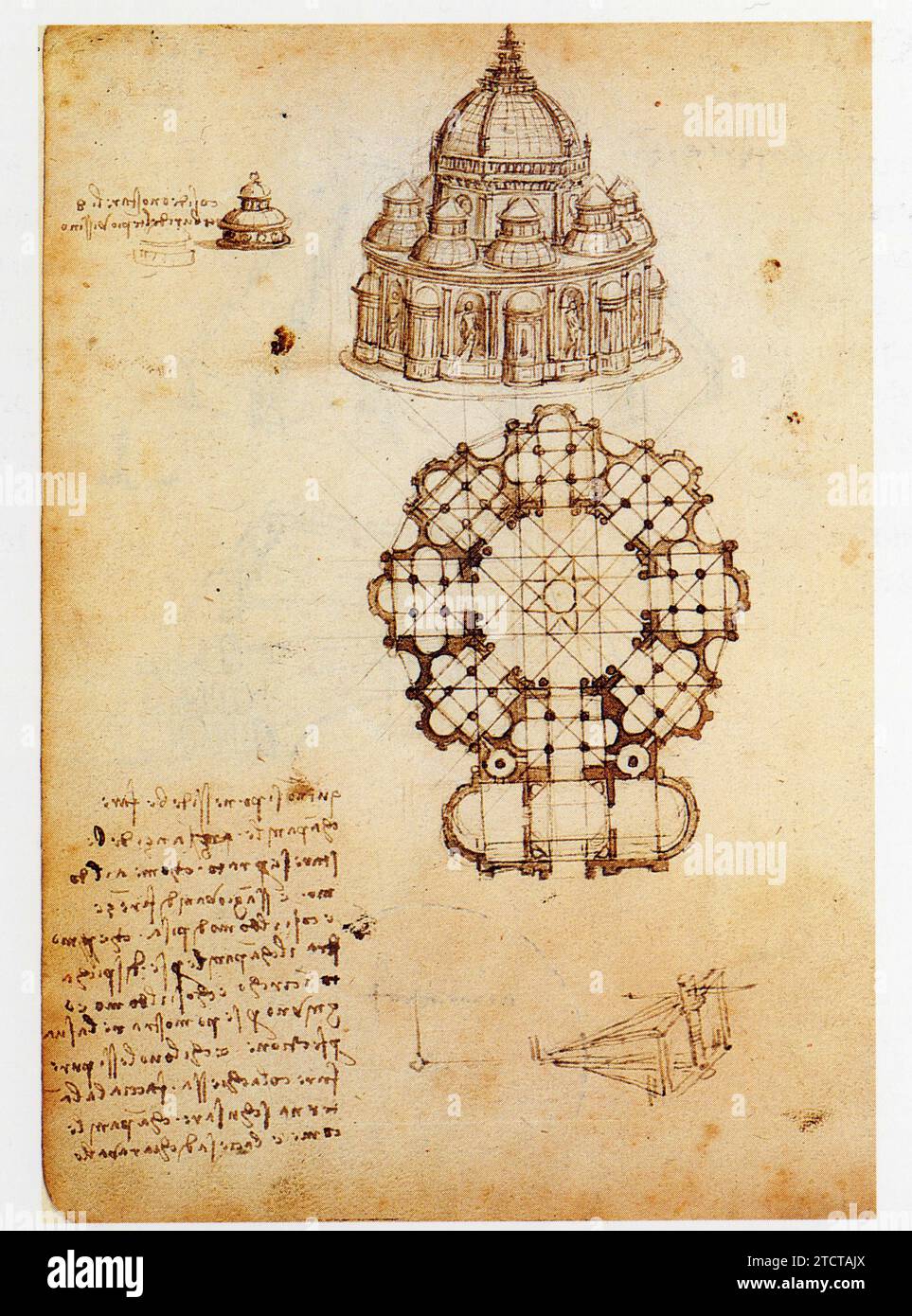 Leonardo da Vinci.1452-1519.Église octogonale à plan carré . Foto Stock