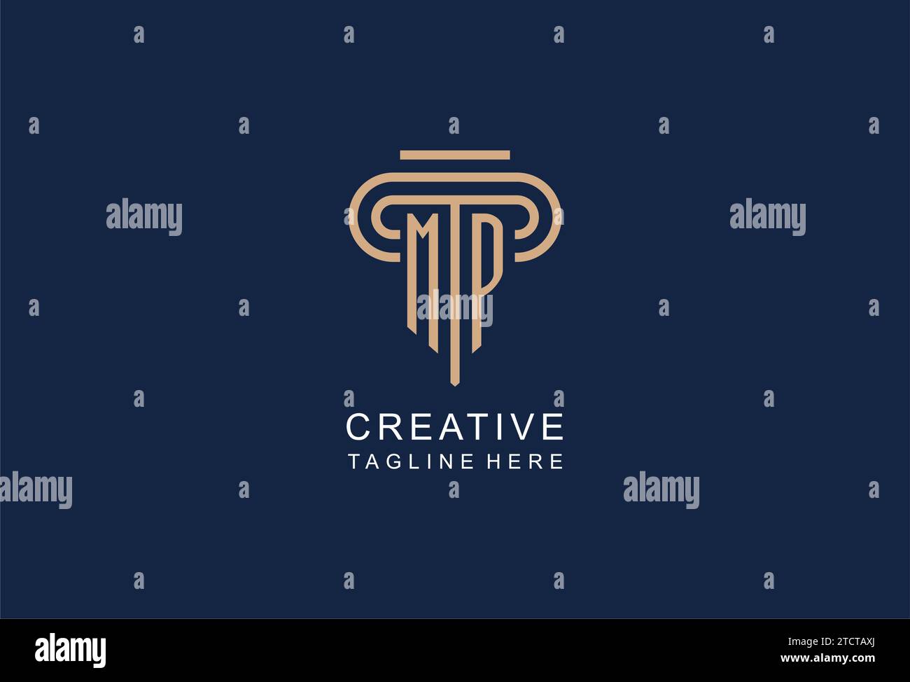 Logo MP Initial Pillar, idee di design eleganti e lussuose per il logo di uno studio legale Illustrazione Vettoriale