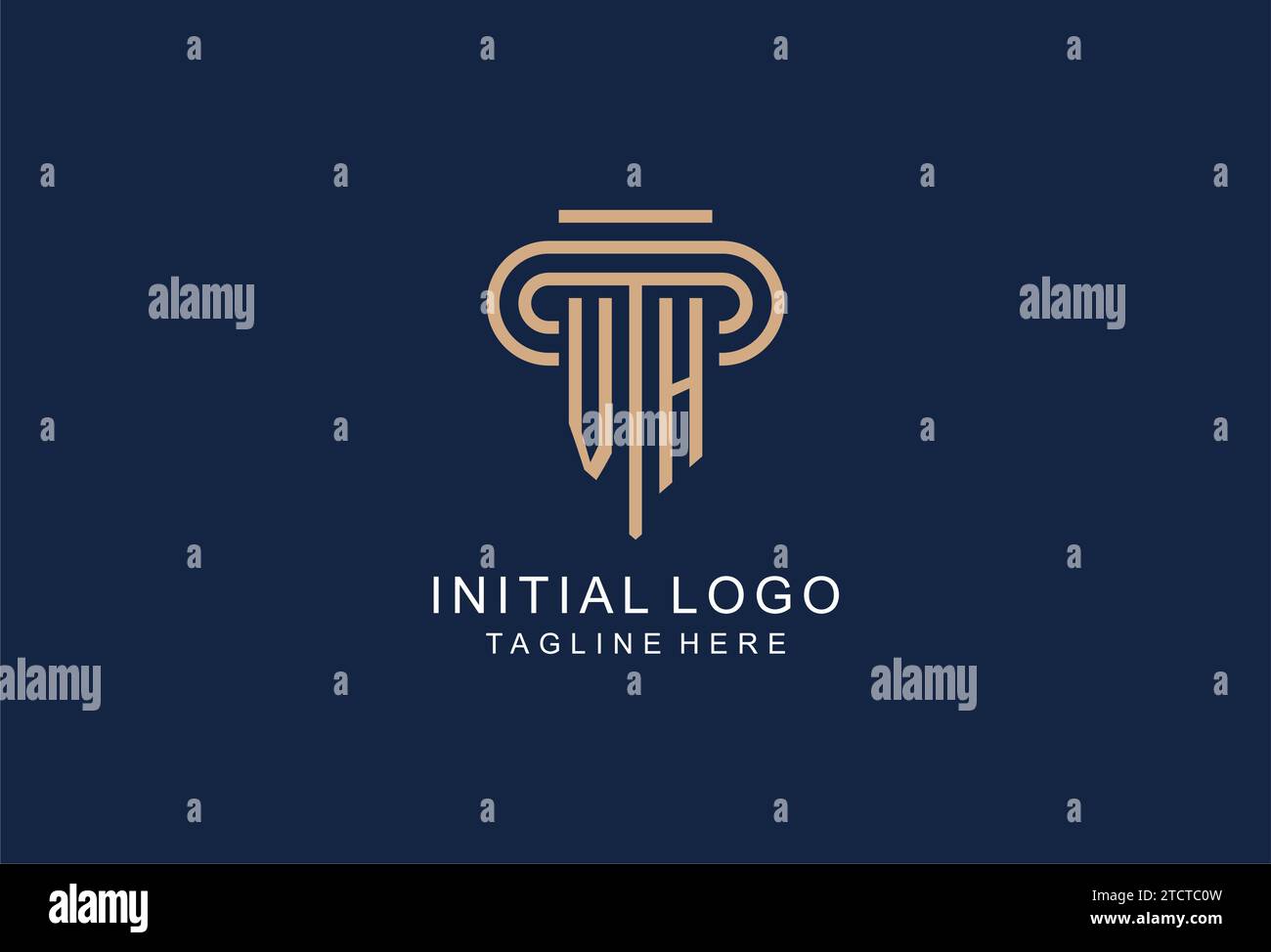 Logo iniziale VH, idee di design eleganti e di lusso per logo di studi legali Illustrazione Vettoriale