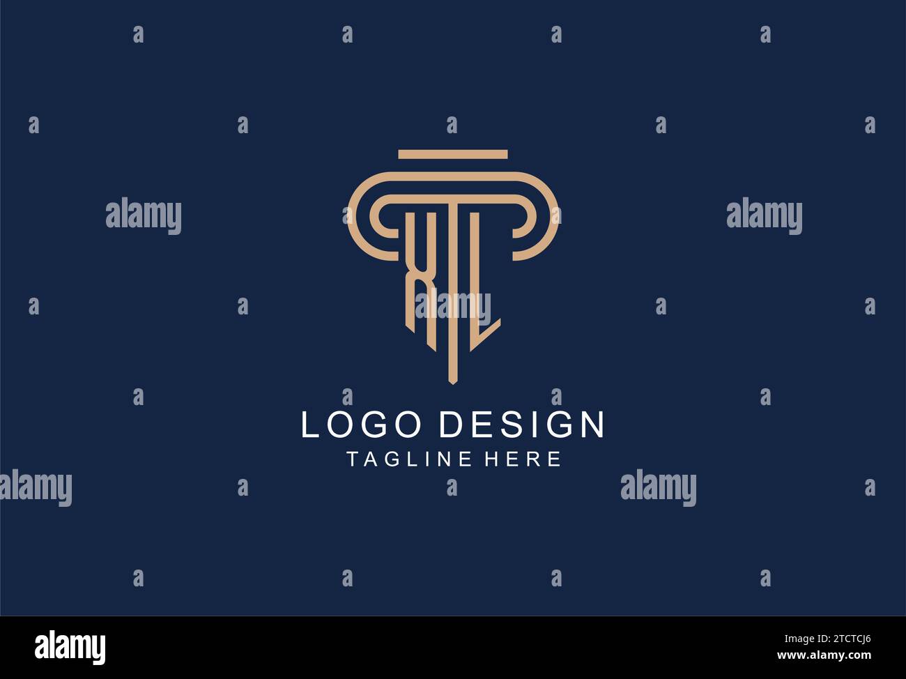 Logo montante iniziale XL, idee di design eleganti e di lusso per il logo di uno studio legale Illustrazione Vettoriale